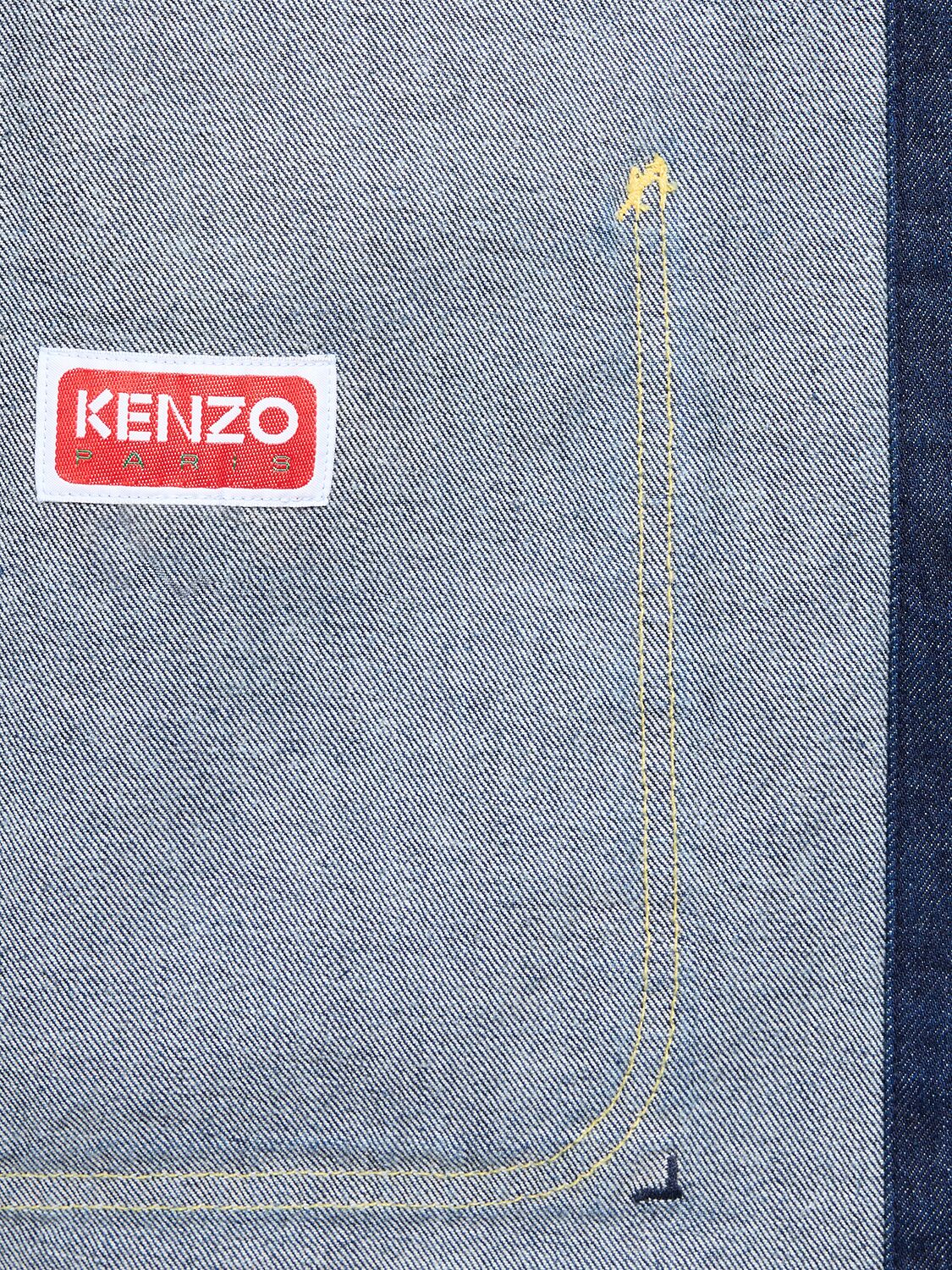 Shop Kenzo Target Cotton Denim Jacket In Blue