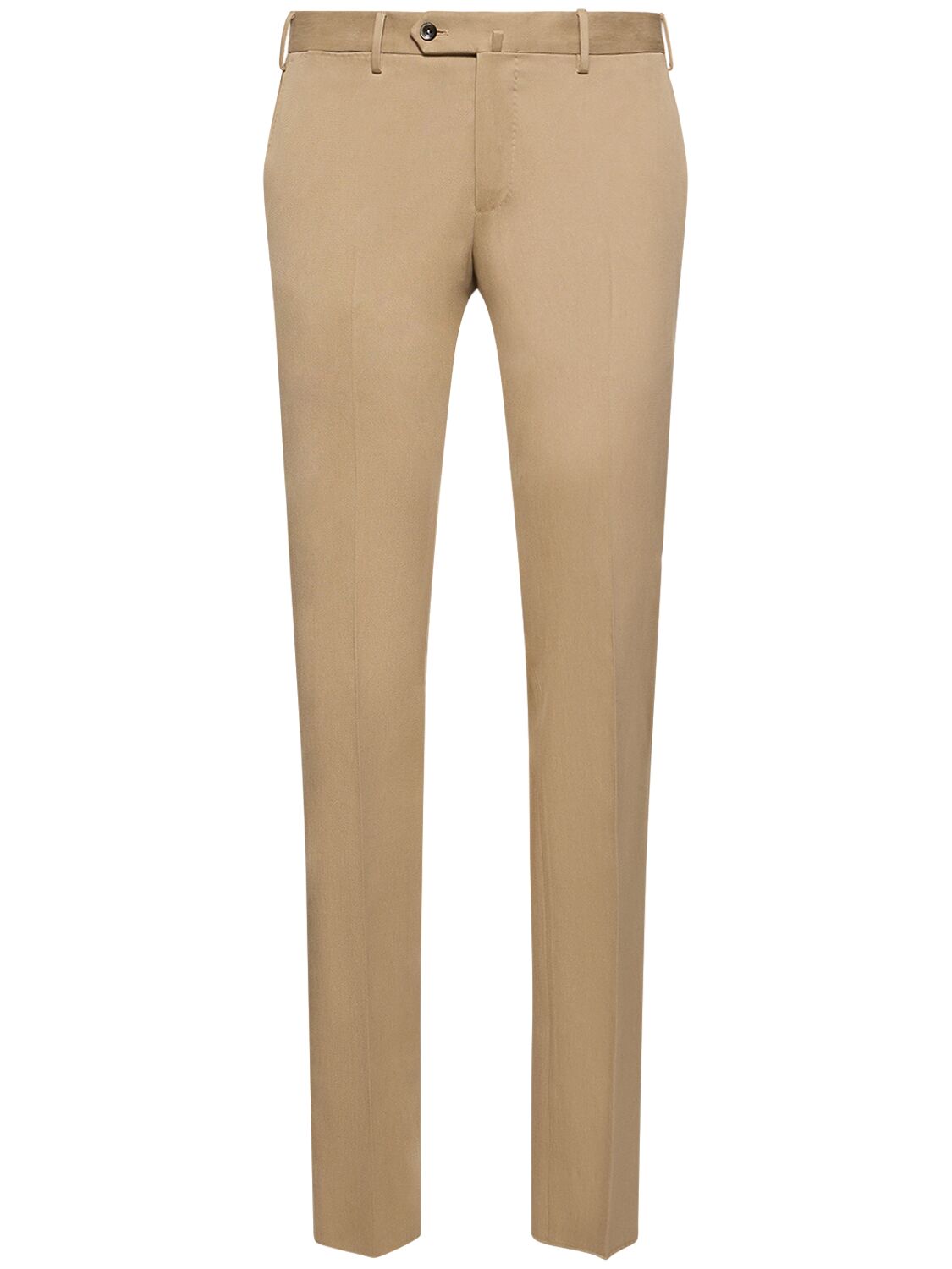Pt Torino Classic Cotton Blend Straight Pants In Beige