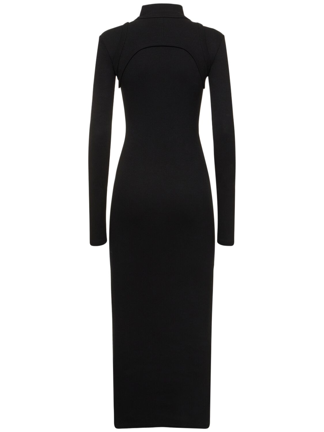 Shop Off-white Off Logo Cotton Blend Rib Long Dress In Black