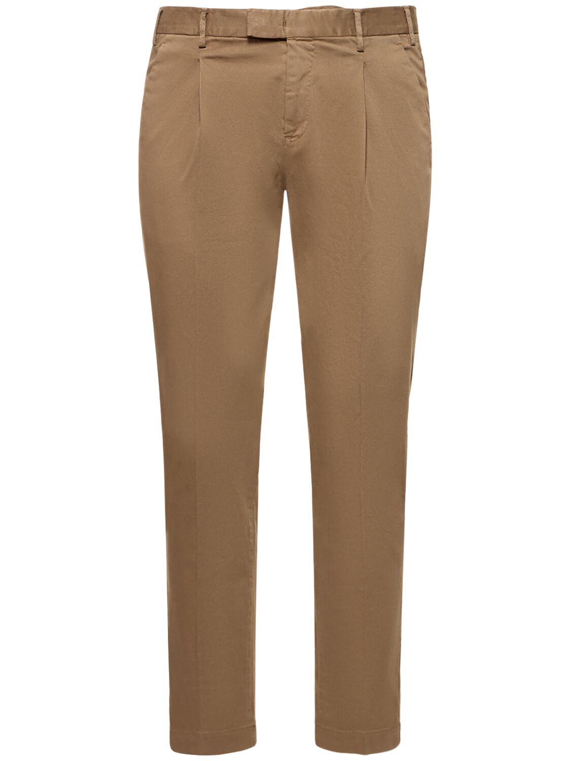 Pt Torino Stretch Cotton Pants In Brown