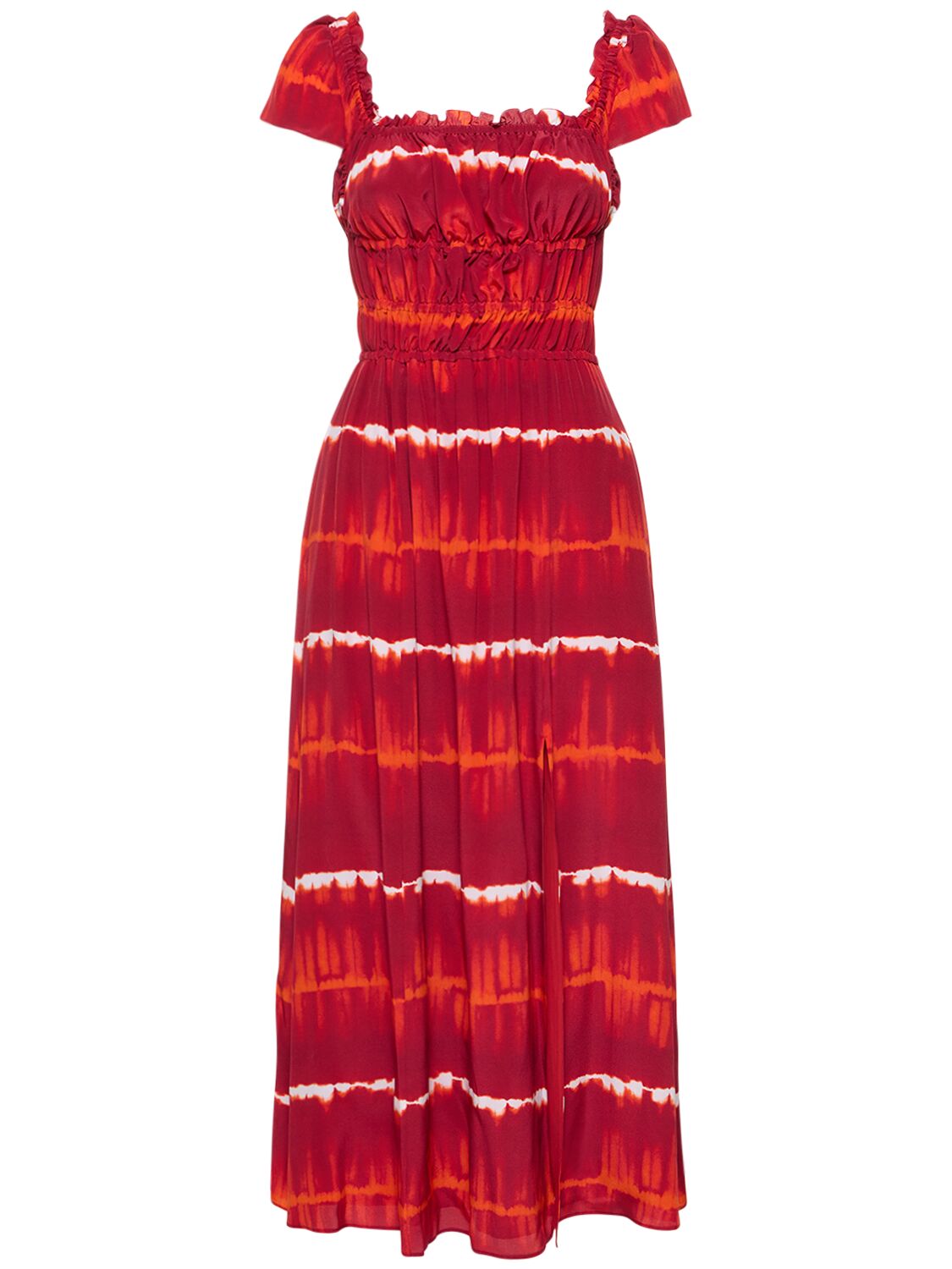 Shop Altuzarra Lily Printed Silk Crepe Midi Dress In Red