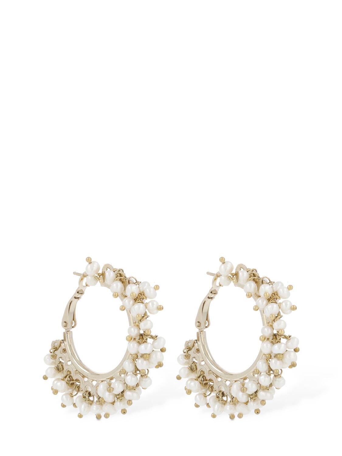 Rosantica Vivace Pearl Hoop Earrings In White,gold