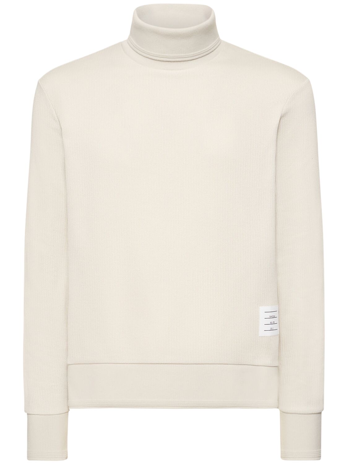 Thom Browne Cotton Knit Turtleneck Sweater In Natural White