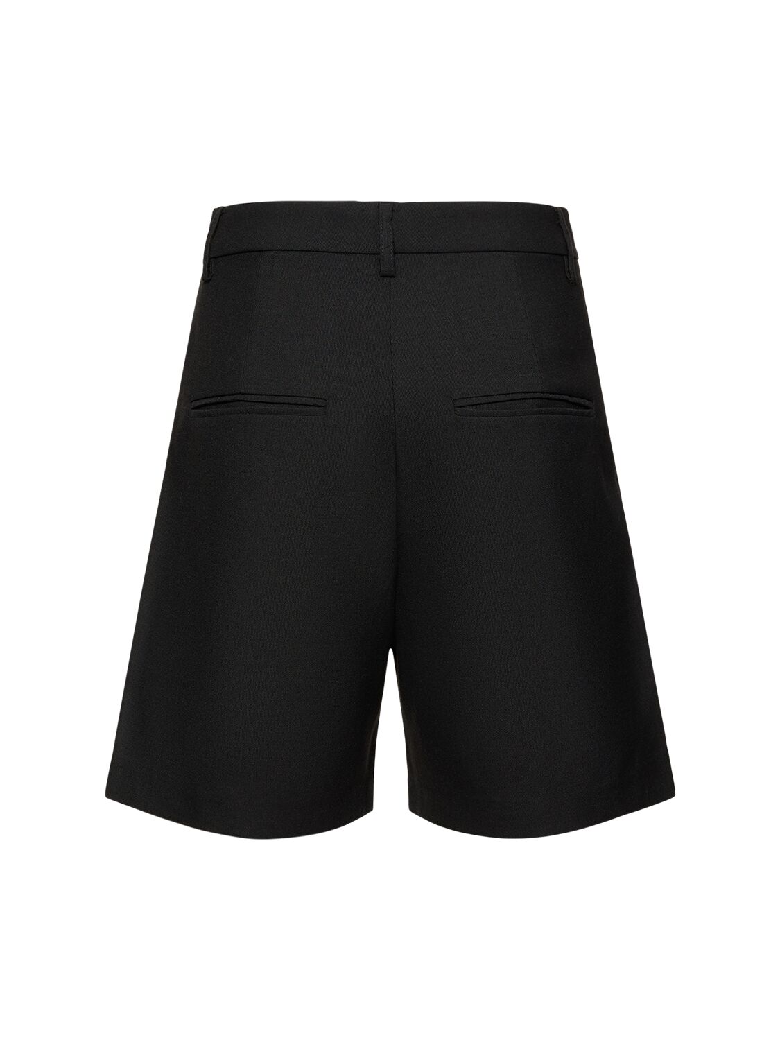 Shop Anine Bing Carrie Pleated Wool Blend Shorts In Black