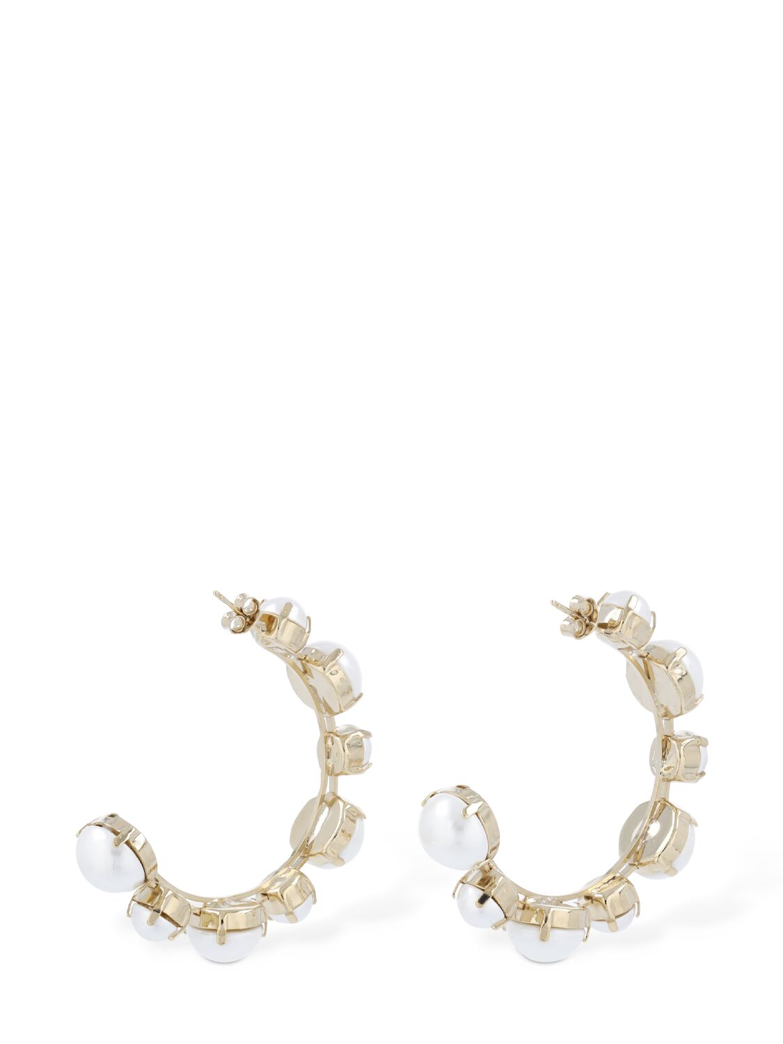 Shop Rosantica Perla Faux Pearl Hoop Earrings In White,gold