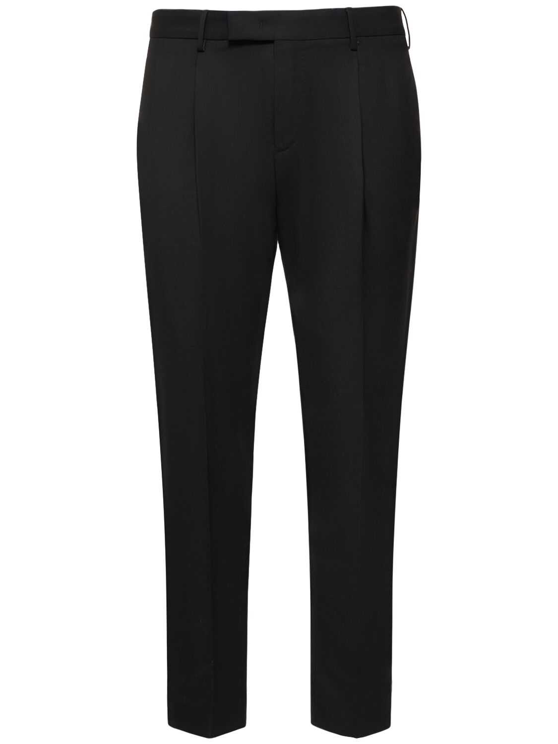 Pt Torino Pleated Stretch Wool Pants In Black