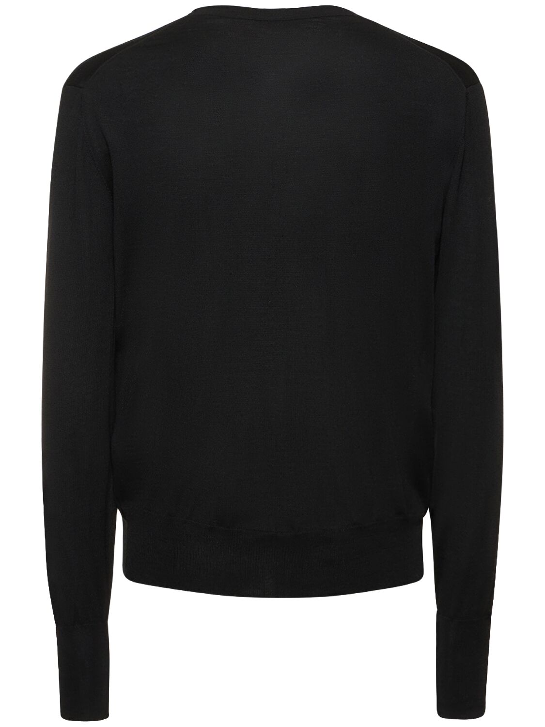 Image of Superfine Wool Knit V-neck Sweater