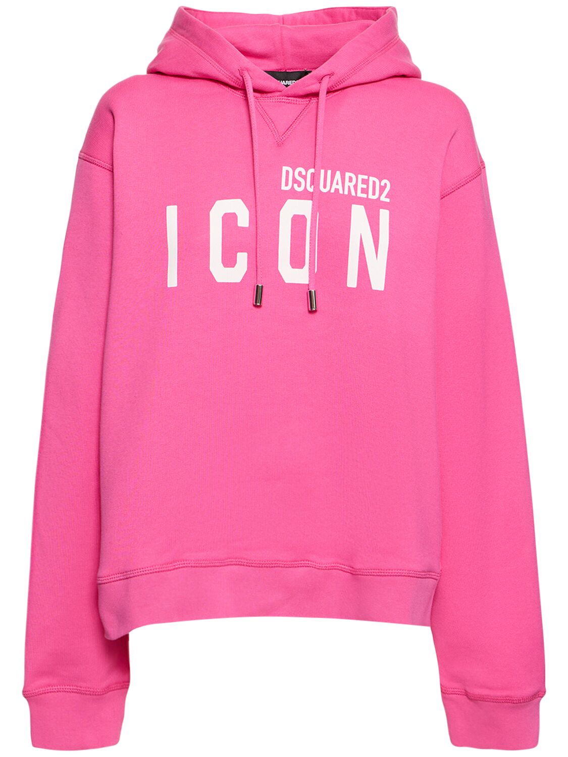 Image of Icon Logo Print Cotton Jersey Hoodie
