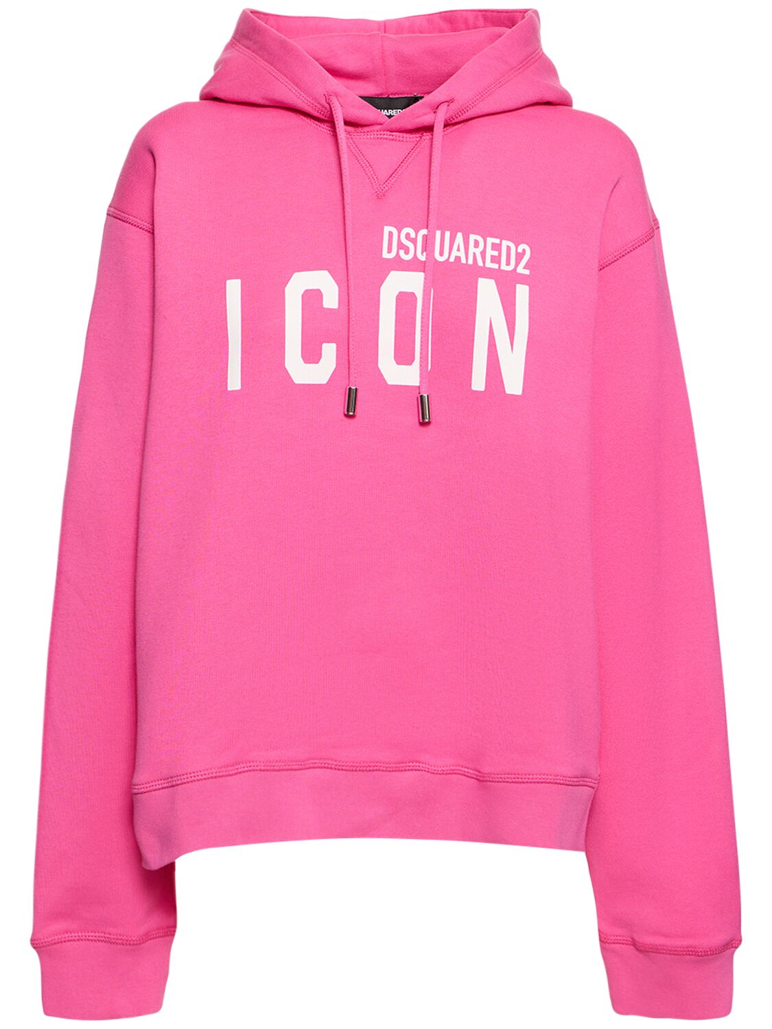 Shop Dsquared2 Icon Logo Print Cotton Jersey Hoodie In Pink