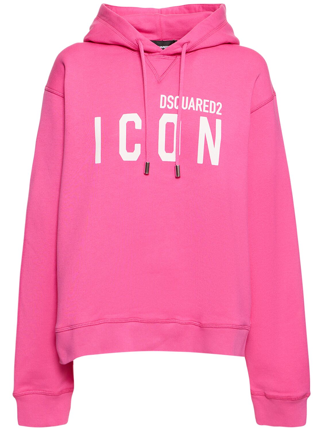 DSQUARED2 ICON LOGO PRINT COTTON JERSEY HOODIE