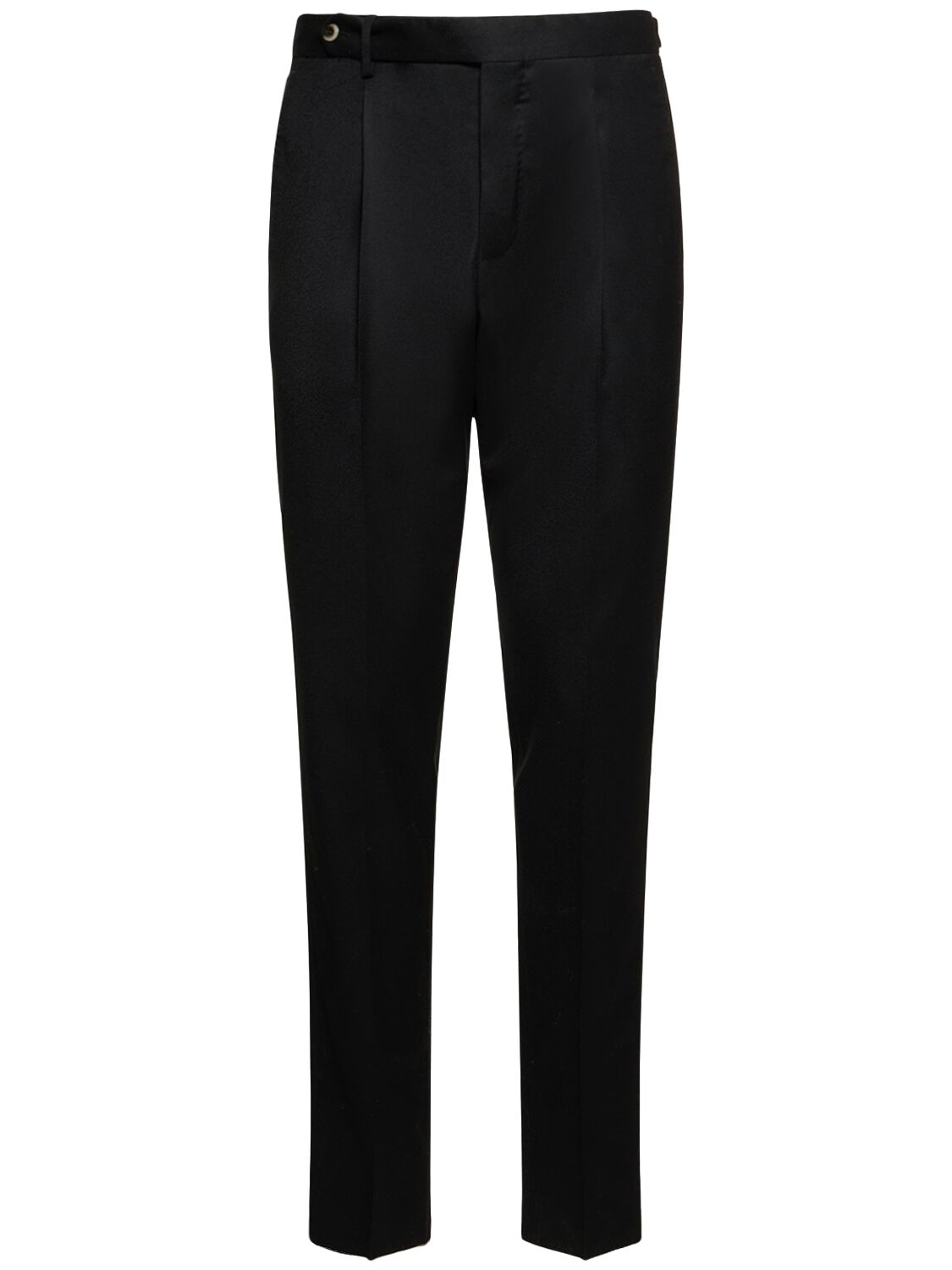 Pt Torino Pleated Flannel Straight Pants In Black