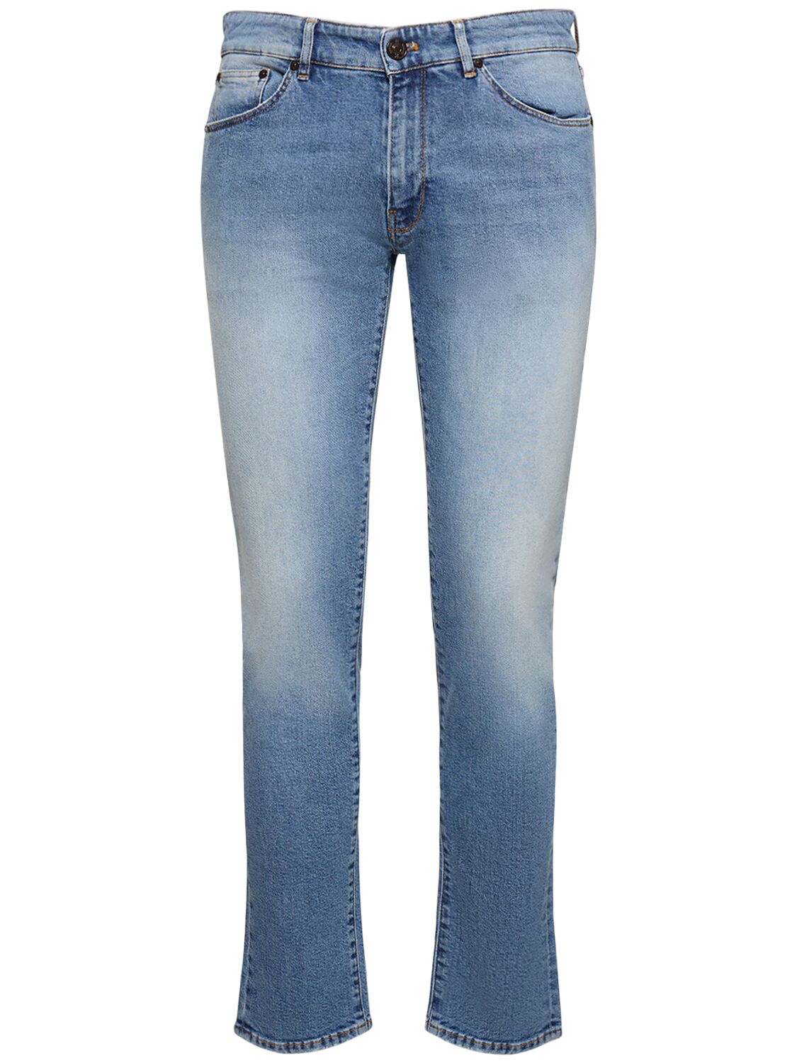 Pt Torino Cotton Denim Straight Jeans In Blue