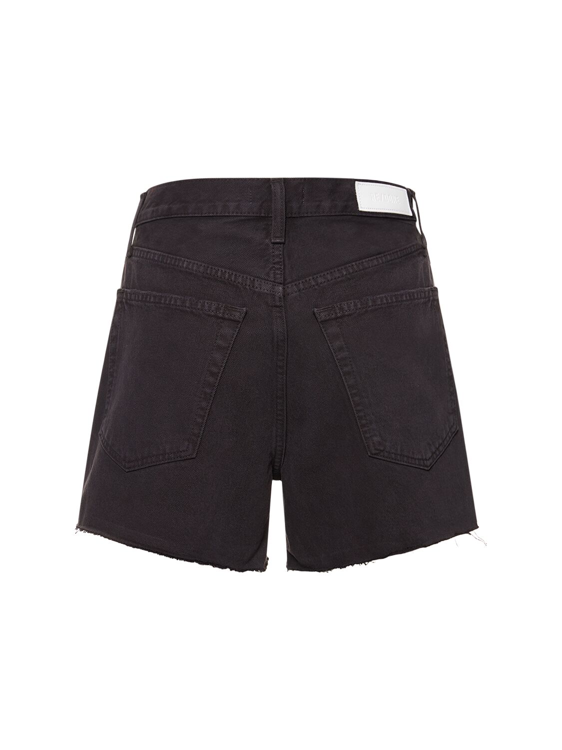 Shop Re/done 90s Low Rise Cotton Denim Shorts In Black