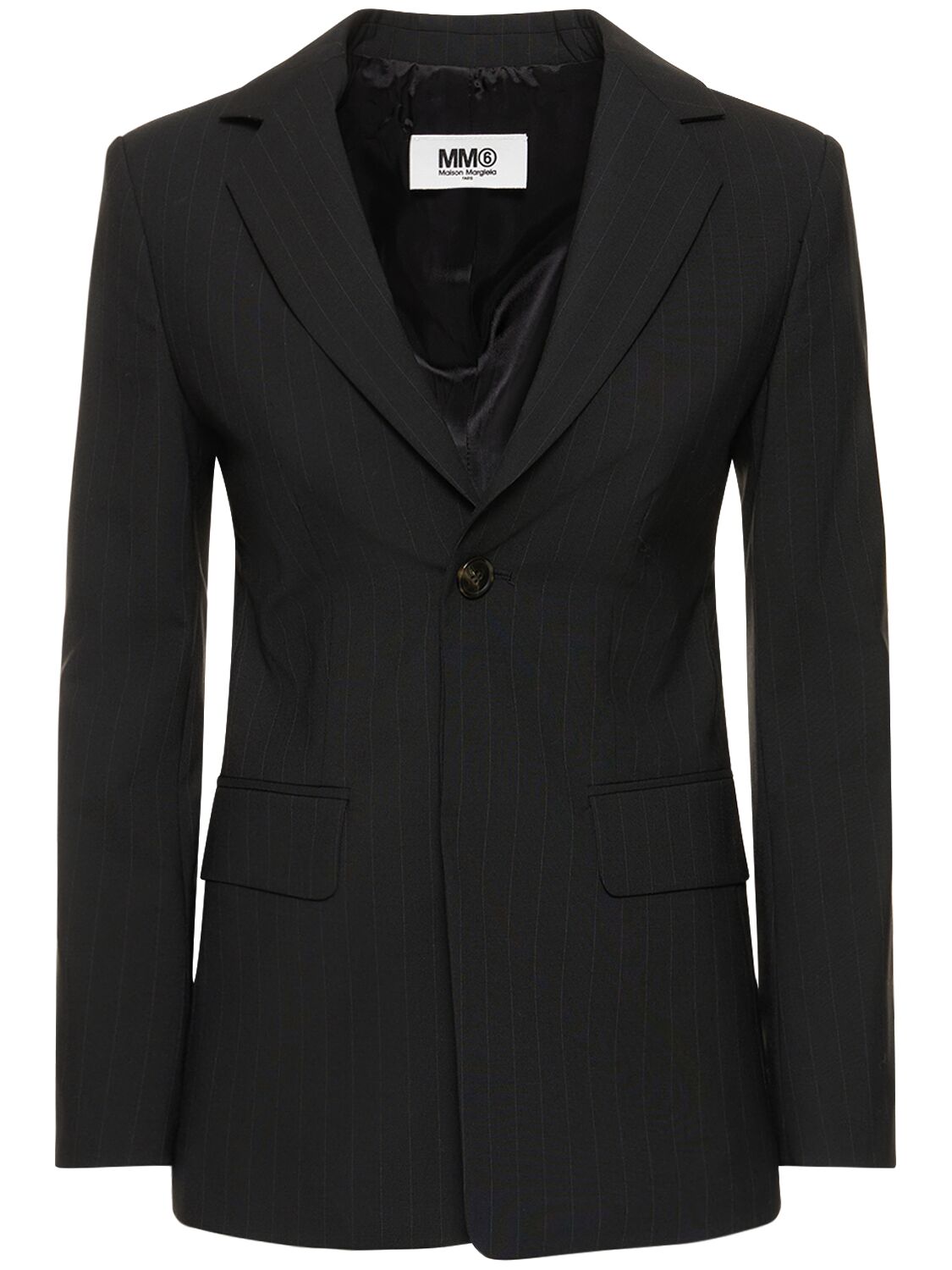 Mm6 Maison Margiela Pinstriped Wool-blend Single-breasted Blazer In Black