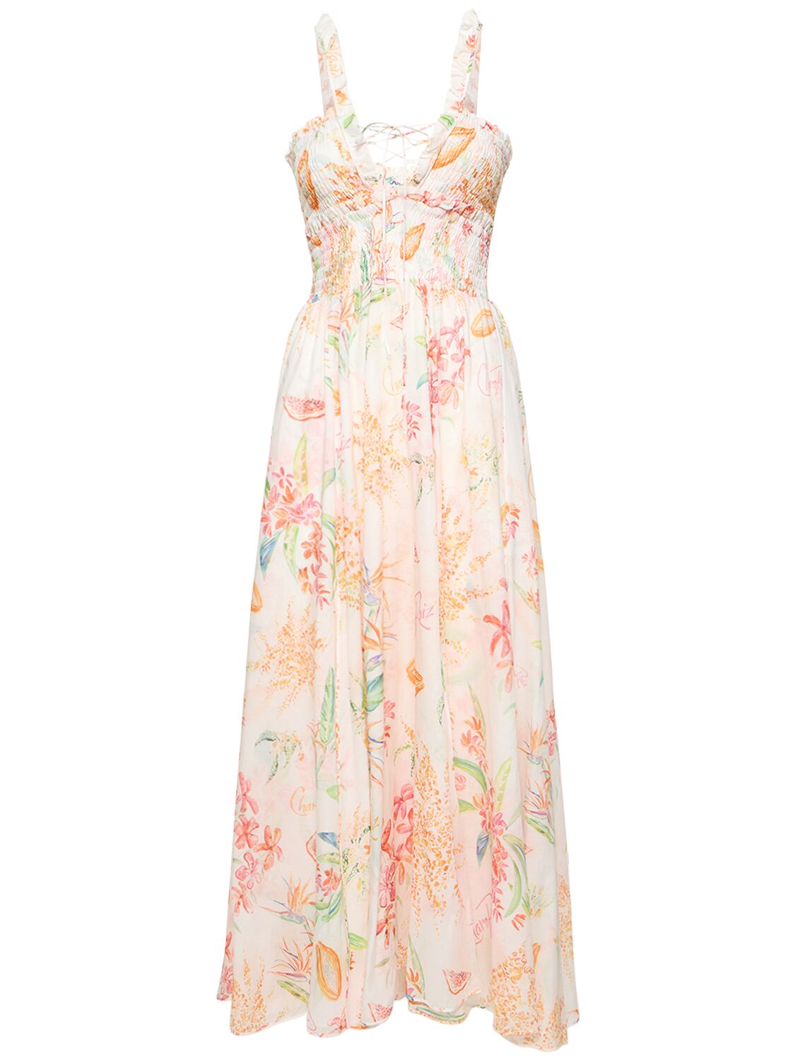 Image of Floral Printed Cotton Maxi Dress
