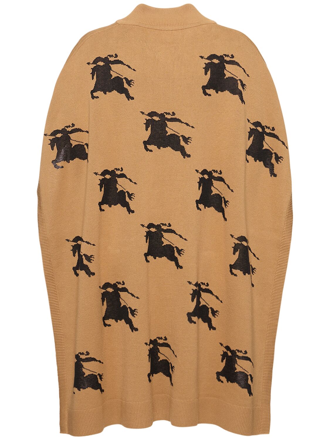Shop Burberry Knight Printed Cotton Cape In Camel