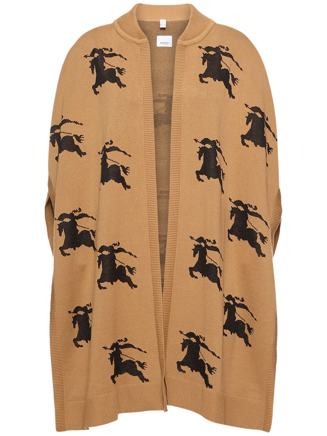 Burberry Knight Printed Cotton Cape In Camel