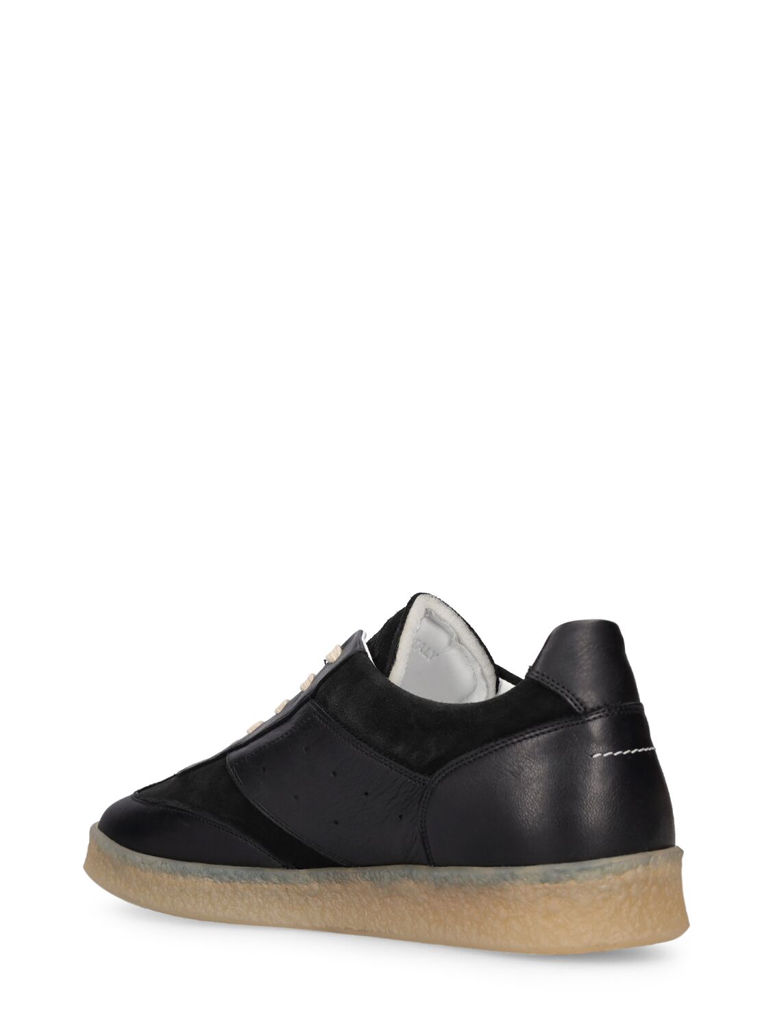 Shop Mm6 Maison Margiela Leather Low Top Sneakers In Black