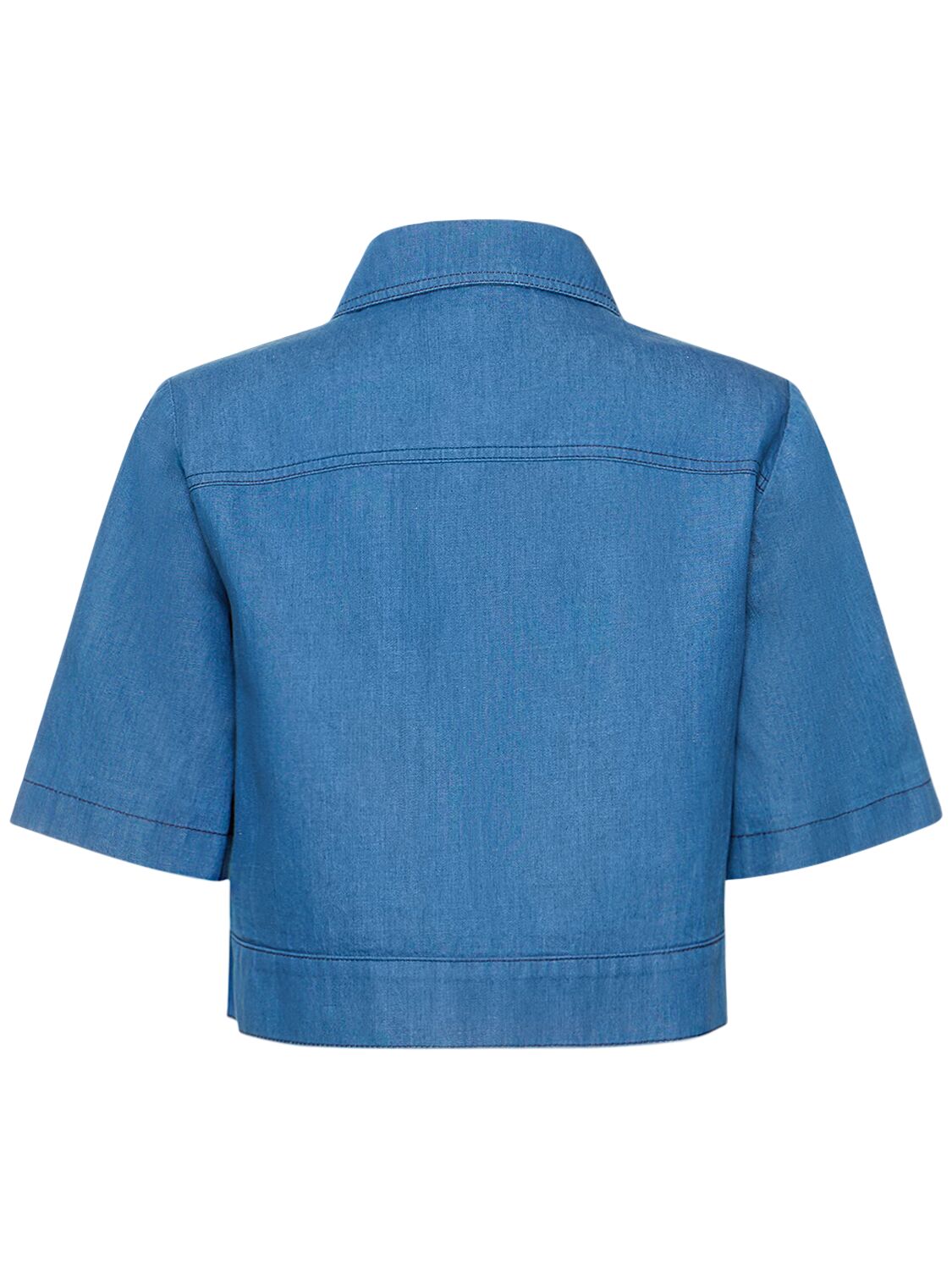 Shop Gucci Lightweight Washed Denim Shirt W/ Web In Blue