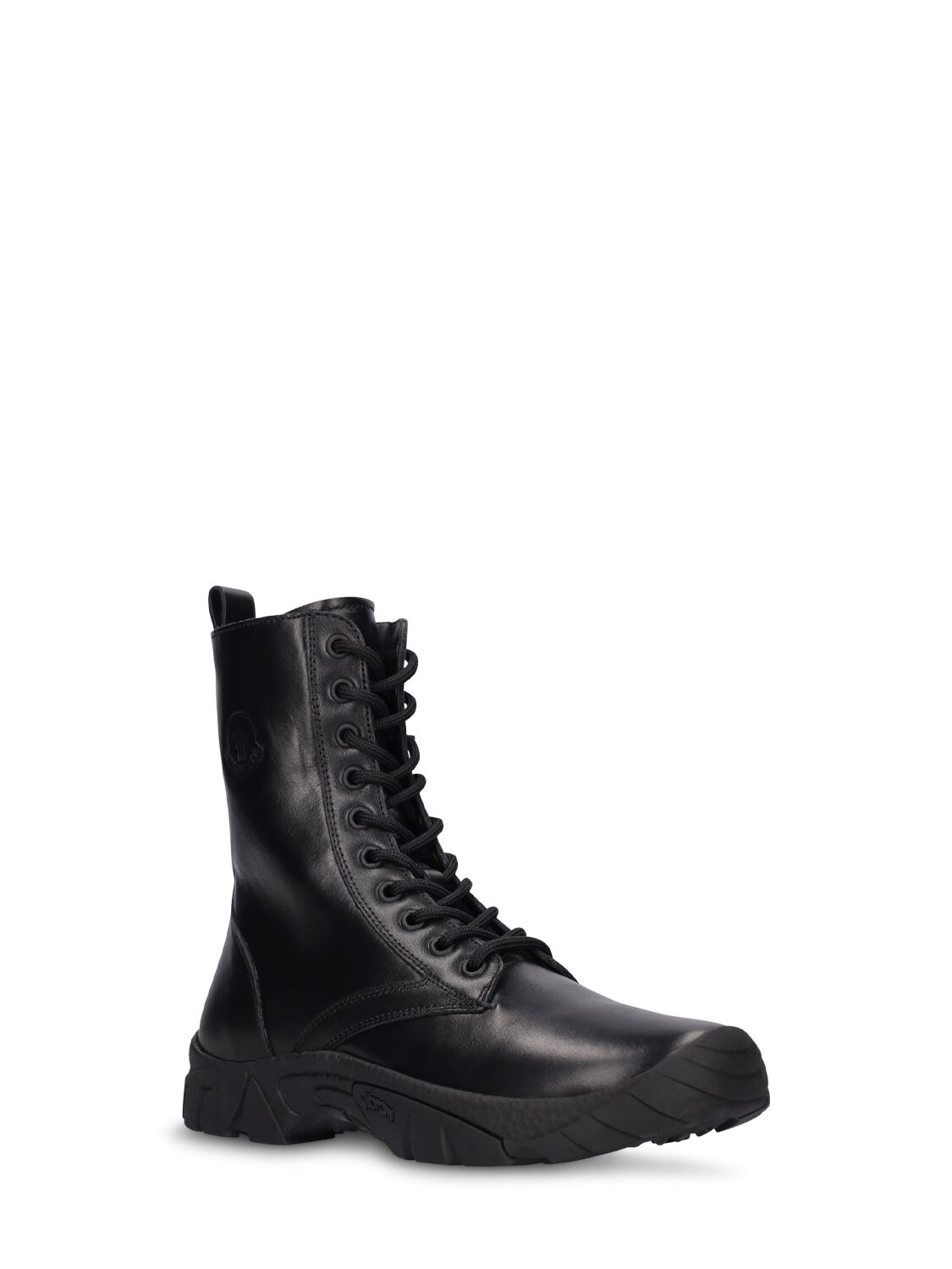 Shop Moncler Petit Larue Trek Leather Ankle Boots In Black