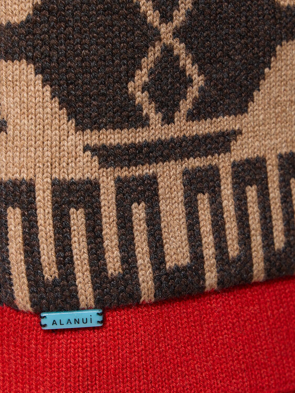 Shop Alanui Icon Jacquard Cashmere Knit Cardigan In Sand,fire