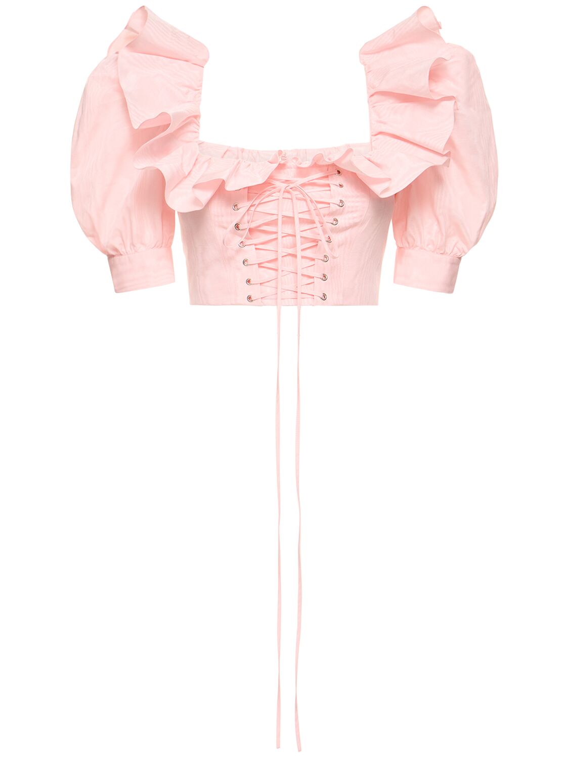 Crop Top En Moiré À Volants Détail Laçage - ALESSANDRA RICH - Modalova