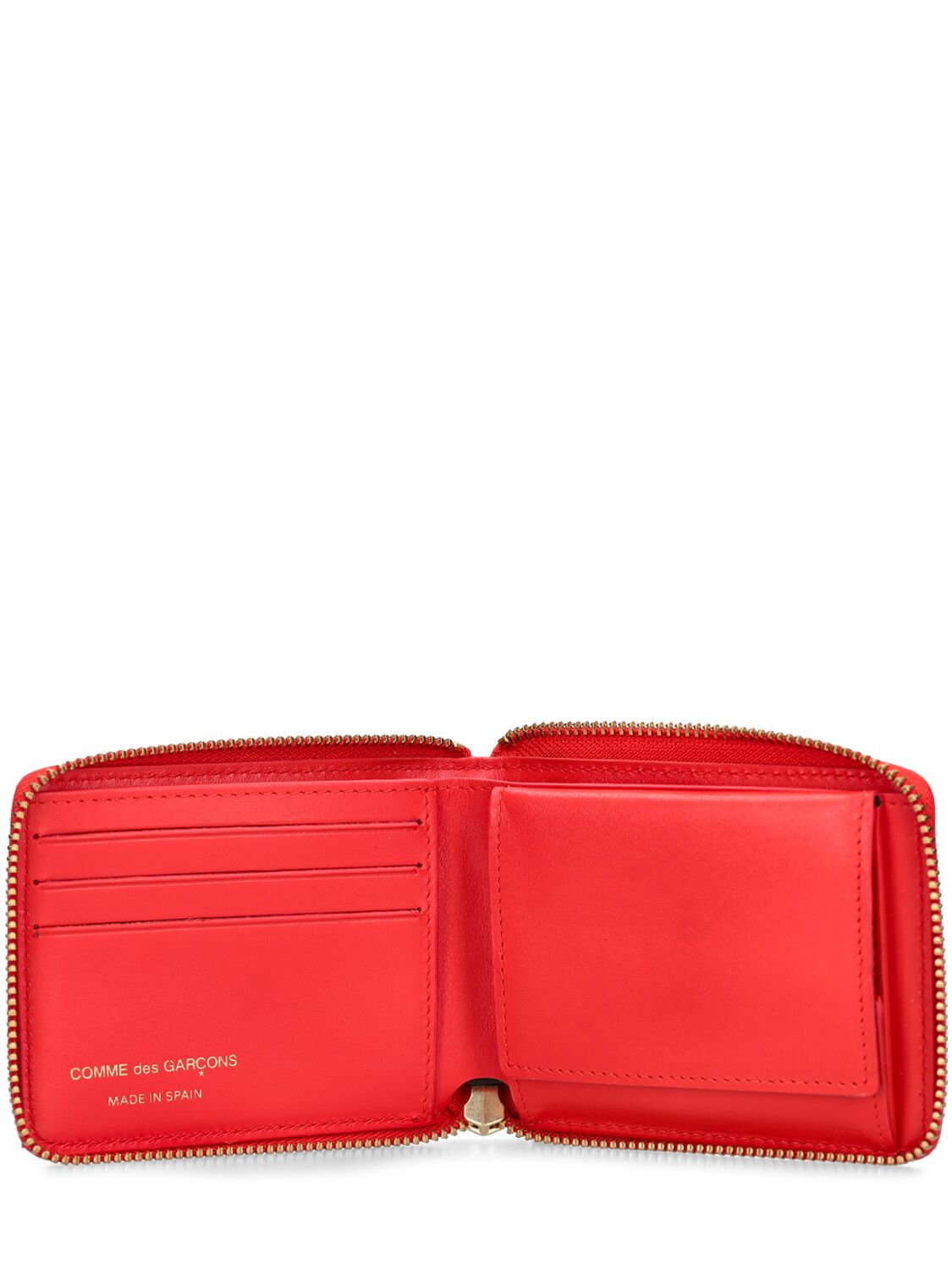 Shop Comme Des Garçons Leather Zip Wallet In Orange