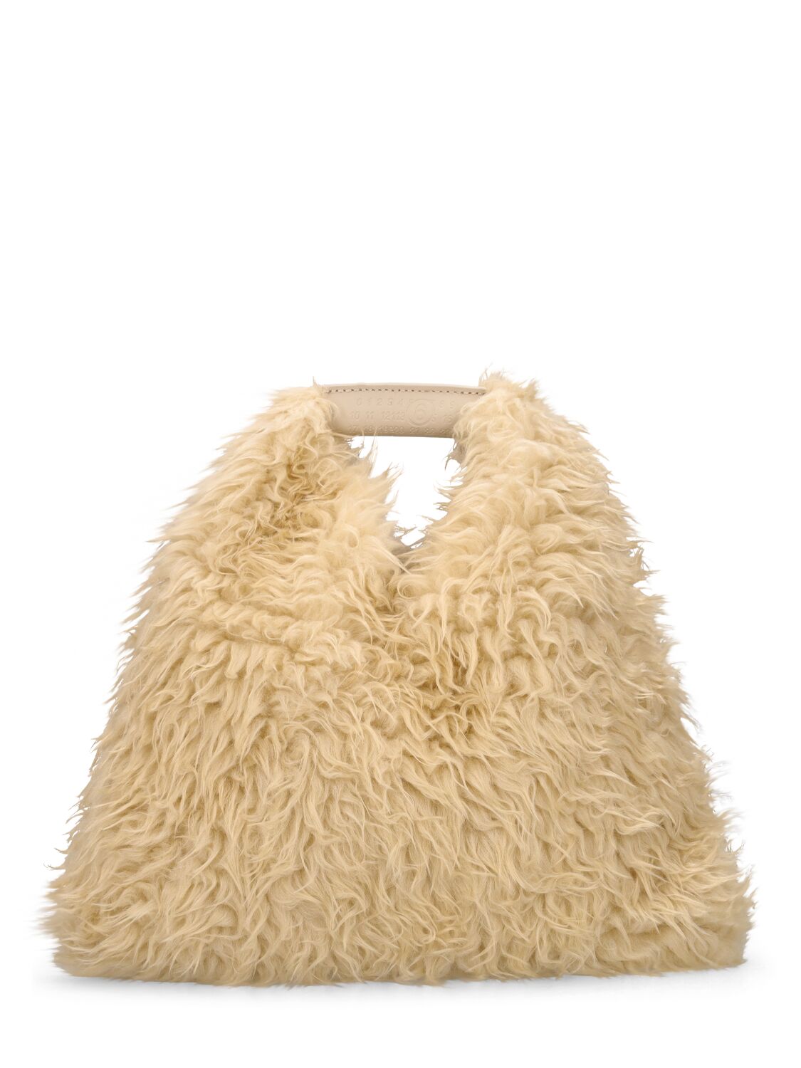 Shop Mm6 Maison Margiela Mini Japanese Faux Fur Top Handle Bag In Beige