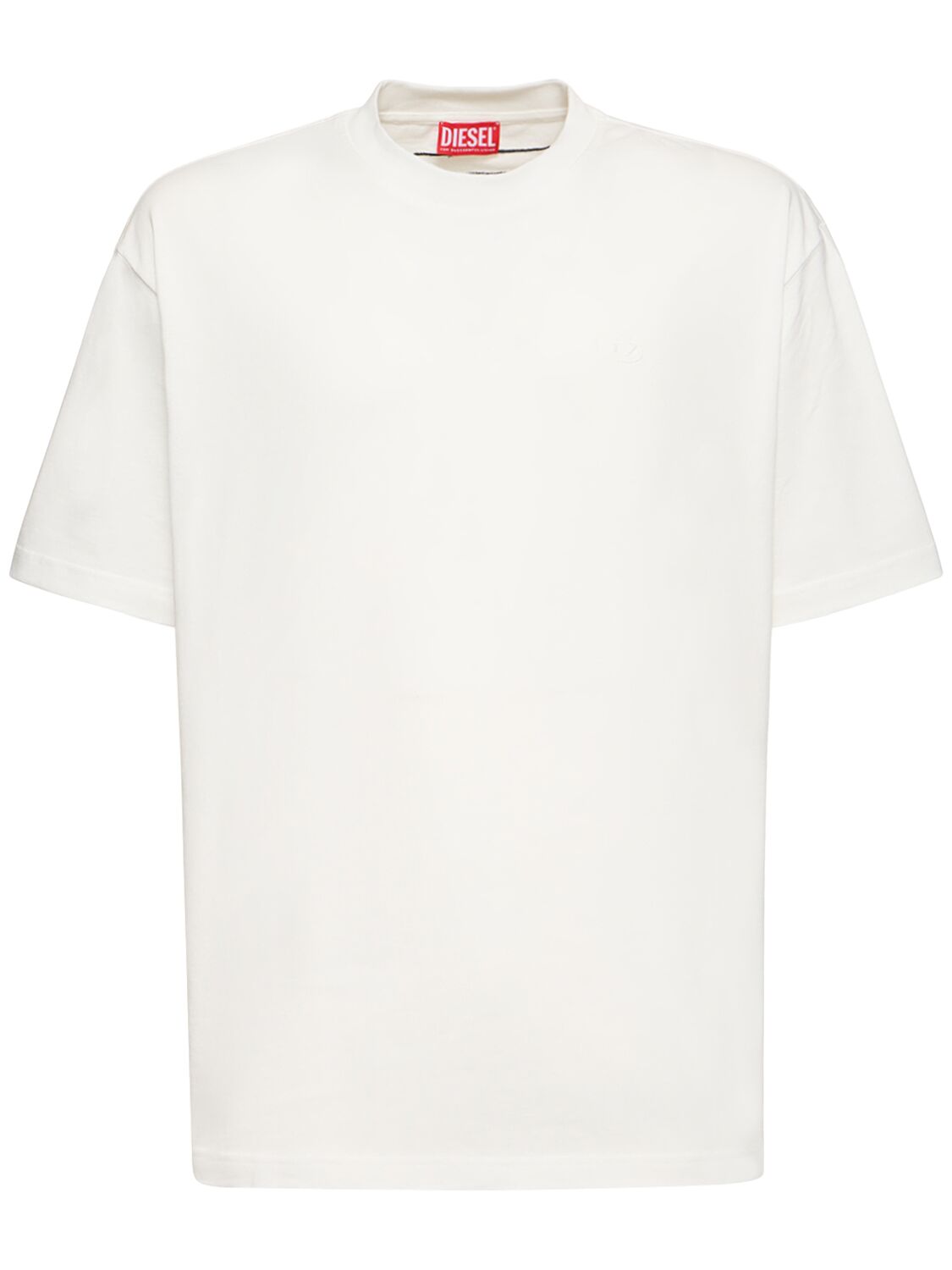 Diesel Oval-d Embroidery Loose Cotton T-shirt In White