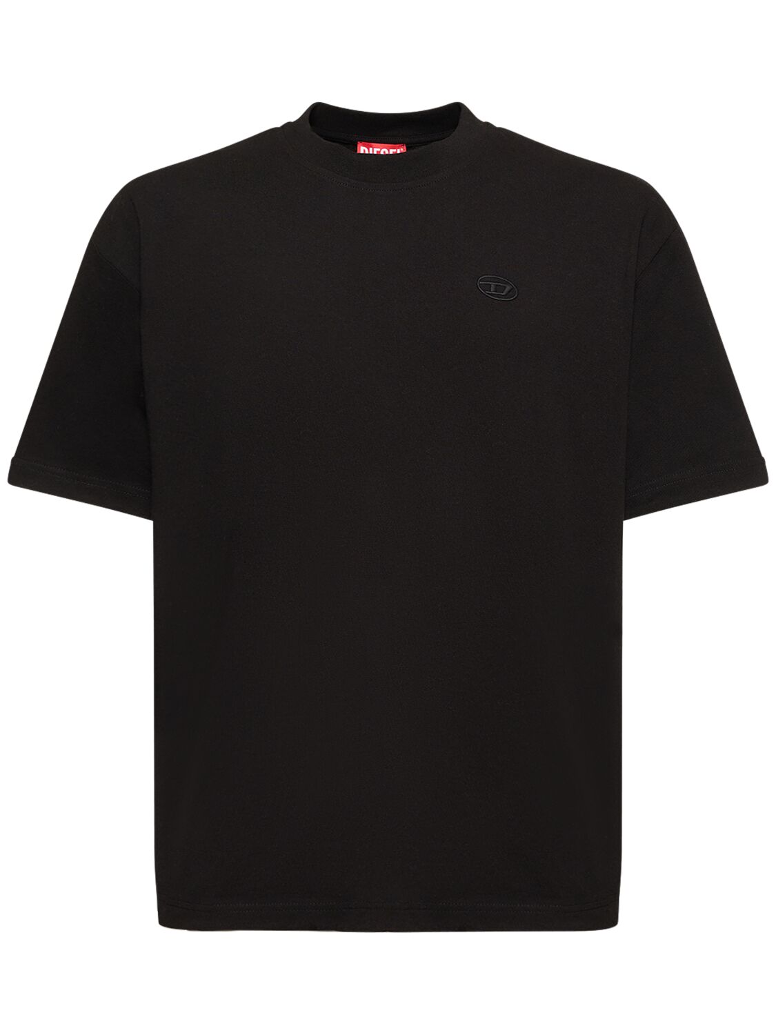 Diesel Oval-d Embroidery Loose Cotton T-shirt In Black
