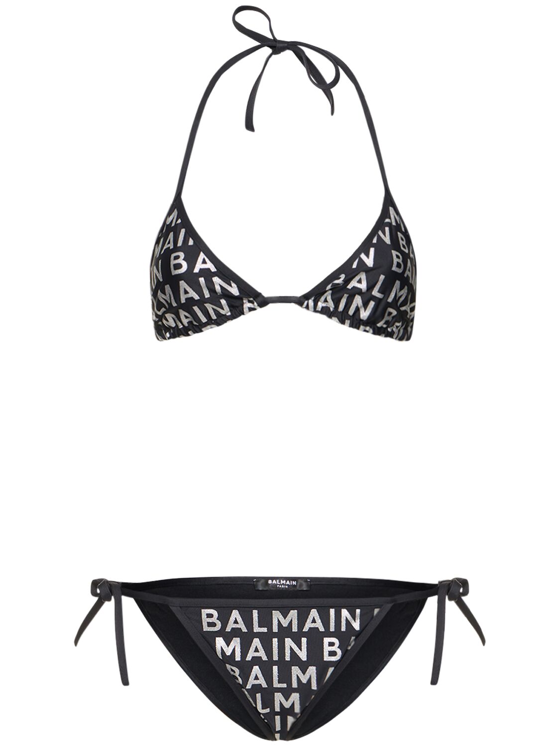 Balmain Multicolour Triangle Bikini With Adjustable Ties In Black