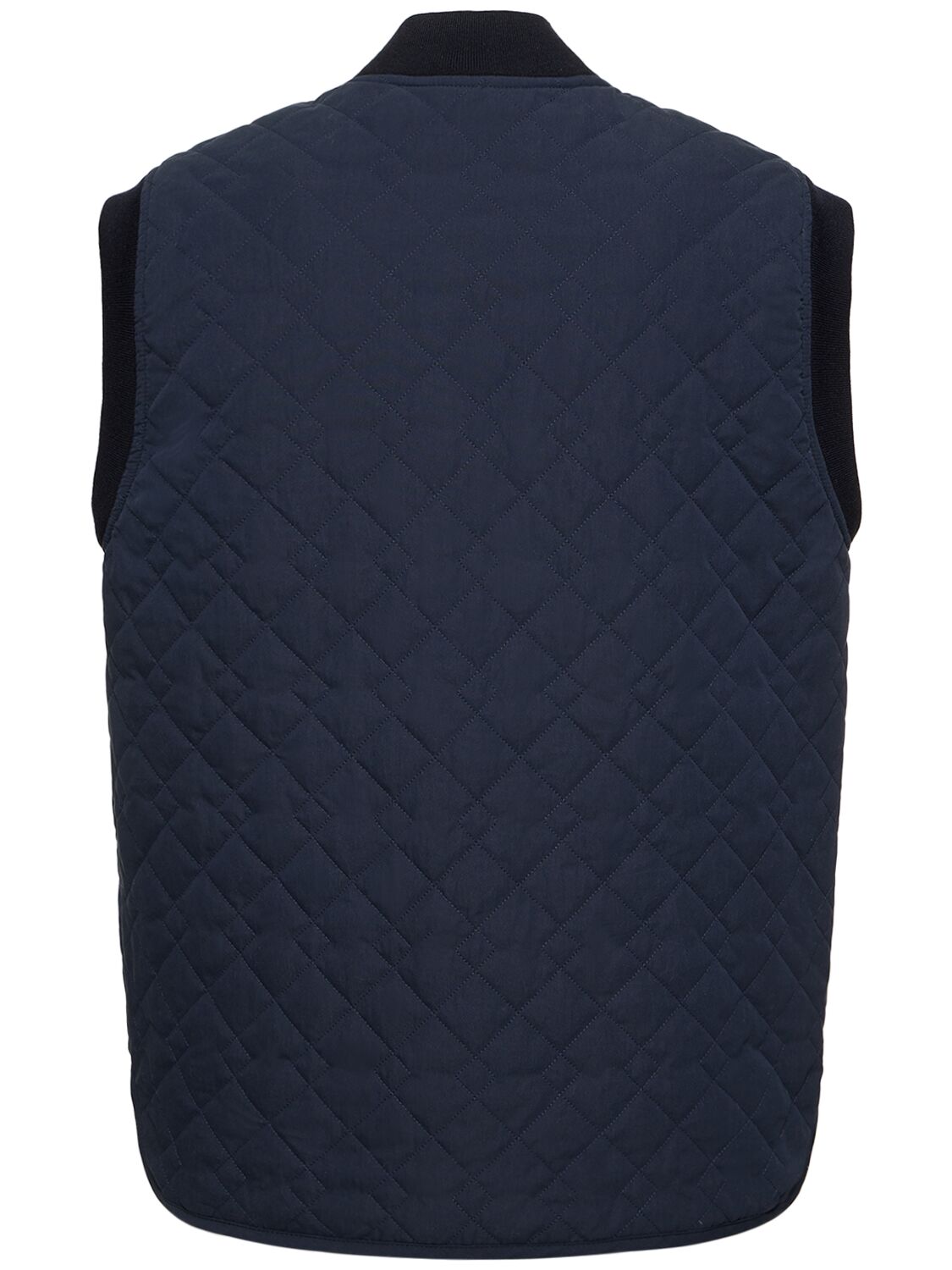 Shop Apc Quilted Cotton Blend Puffer Vest In Navy