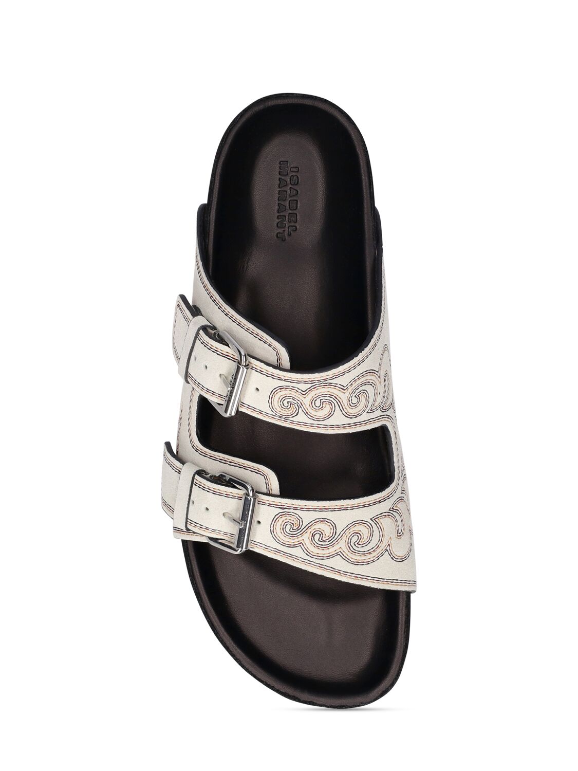 Shop Isabel Marant Lennyo Leather Flat Sandals In White