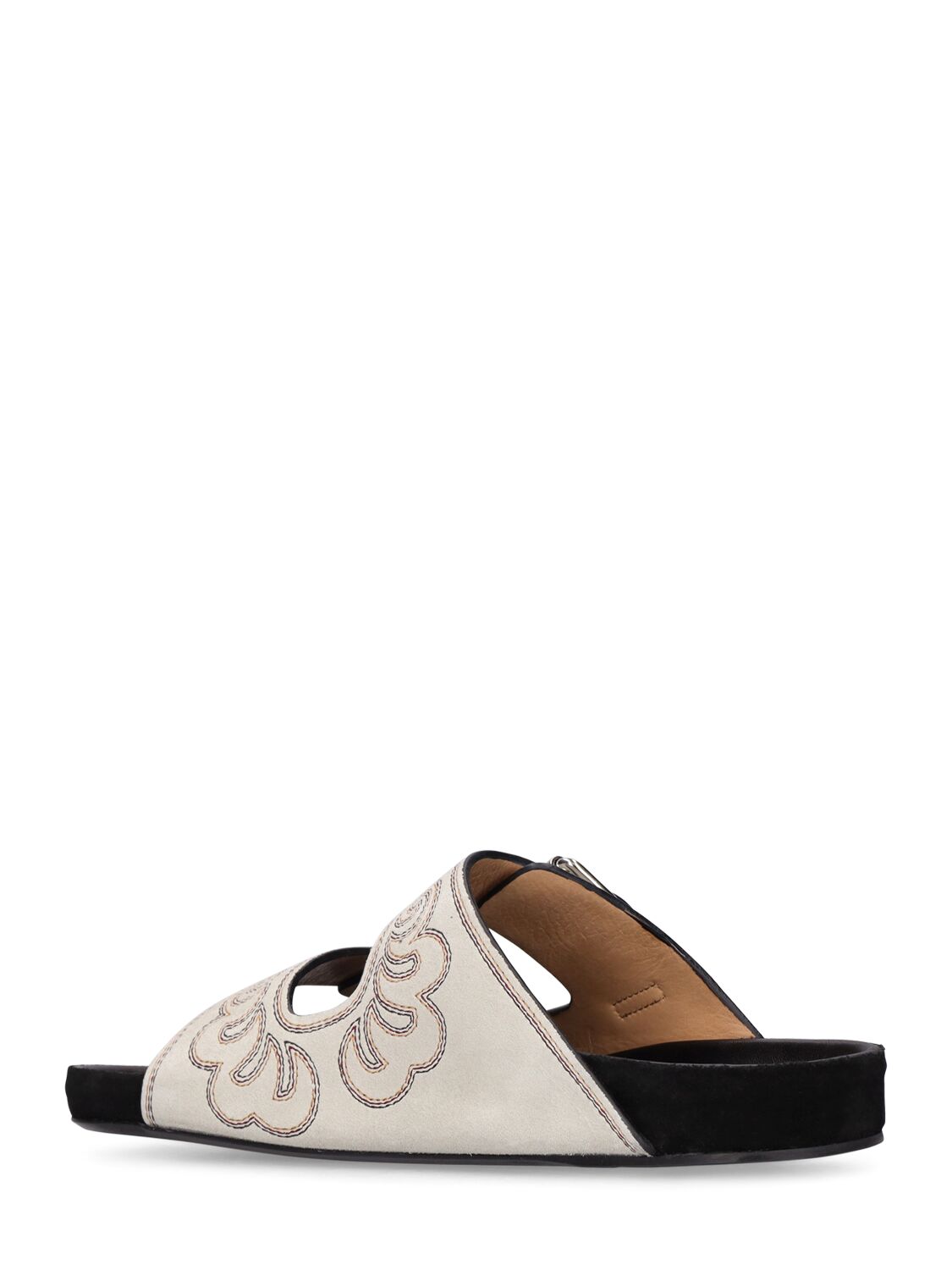 Shop Isabel Marant Lennyo Leather Flat Sandals In White
