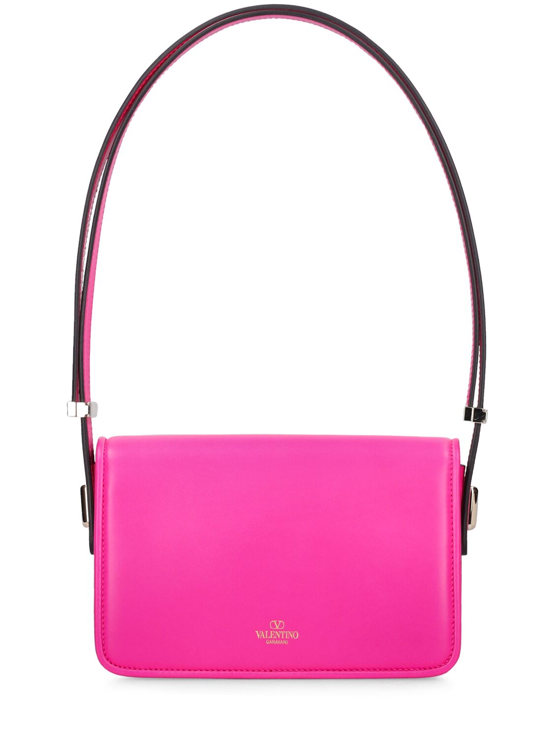Shop Valentino Small V Logo Leather Shoulder Bag In Pink