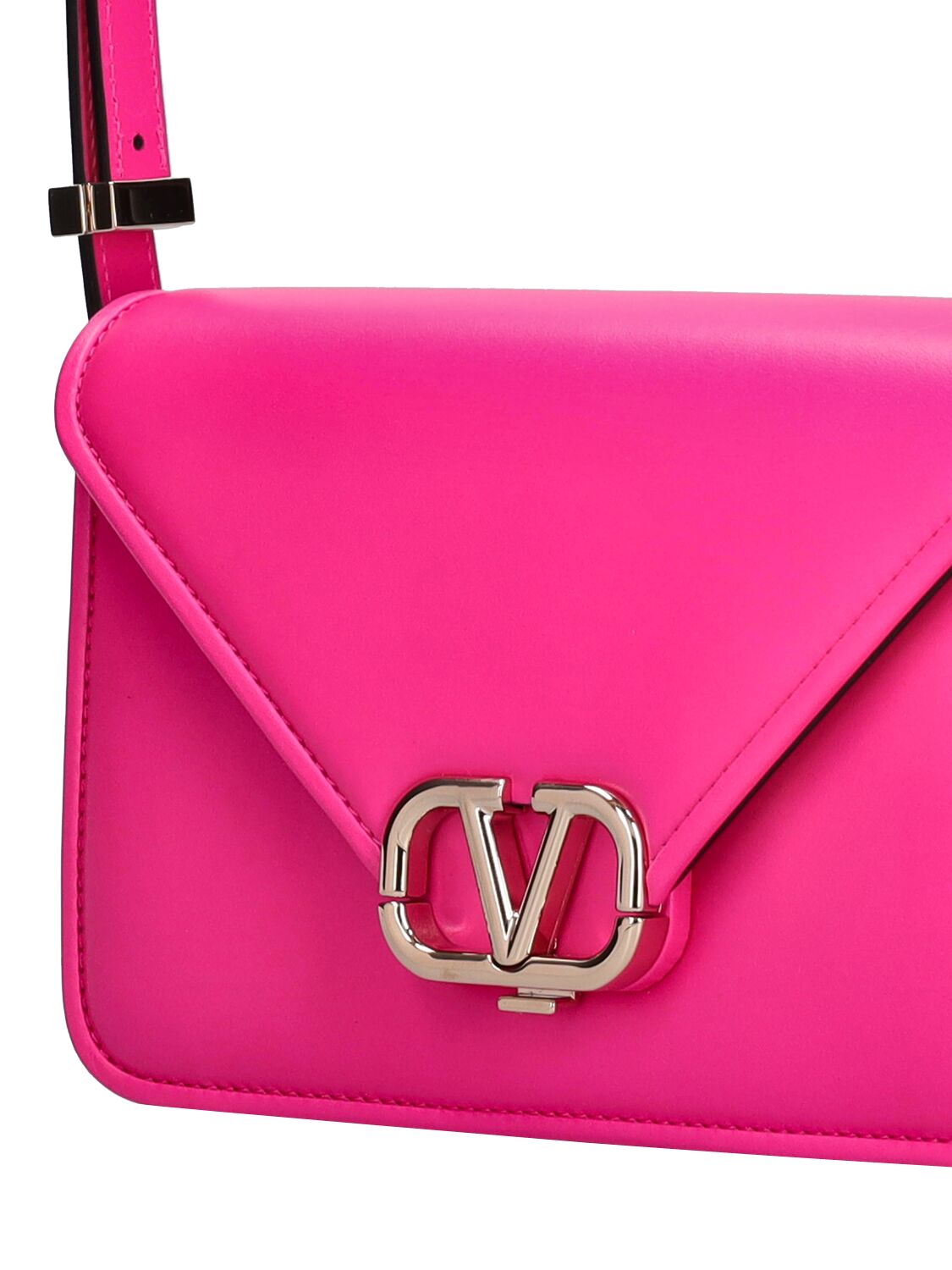 Shop Valentino Small V Logo Leather Shoulder Bag In Pink