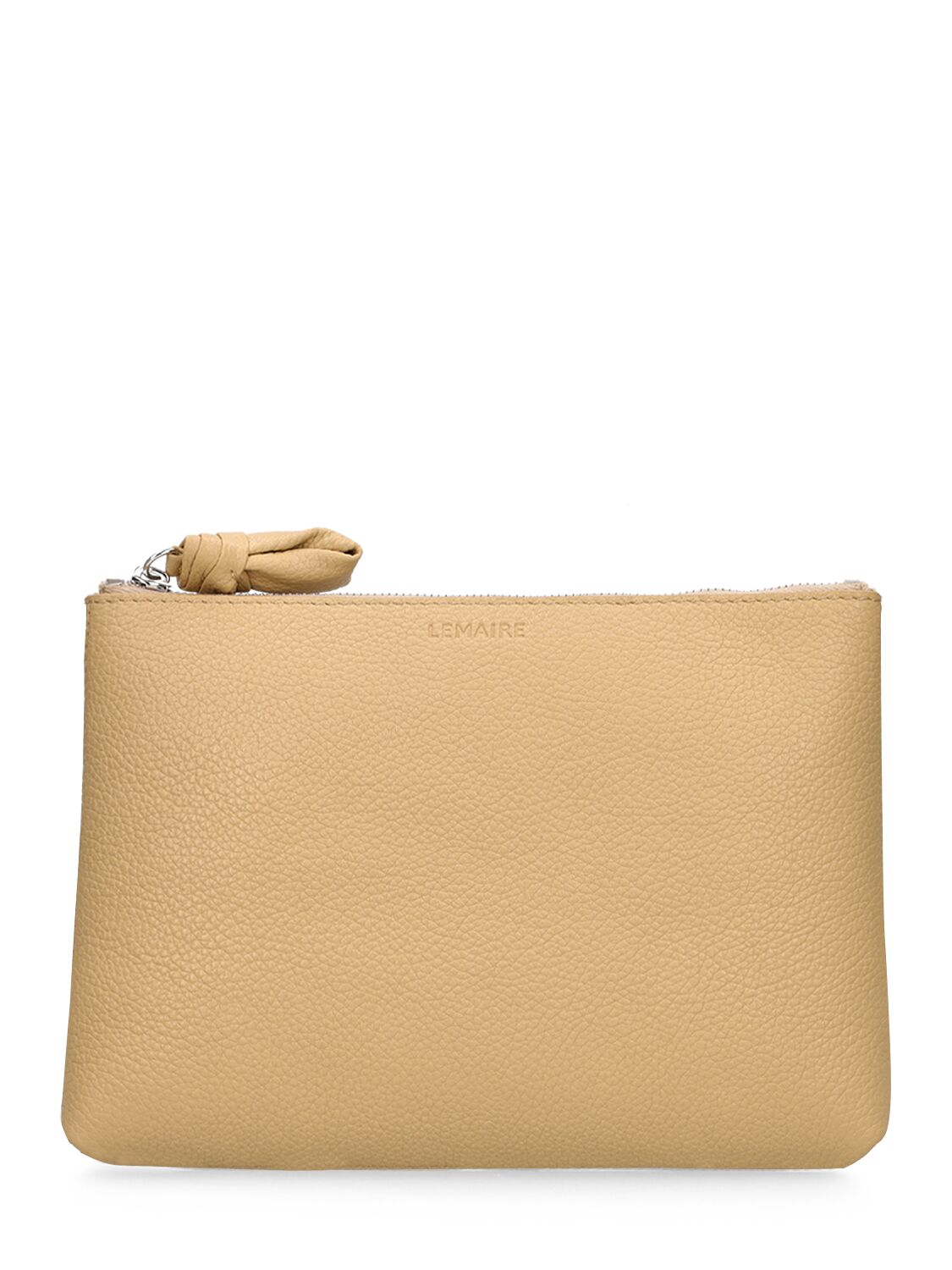 Lemaire Small Leather Pouch In Seashell Beige