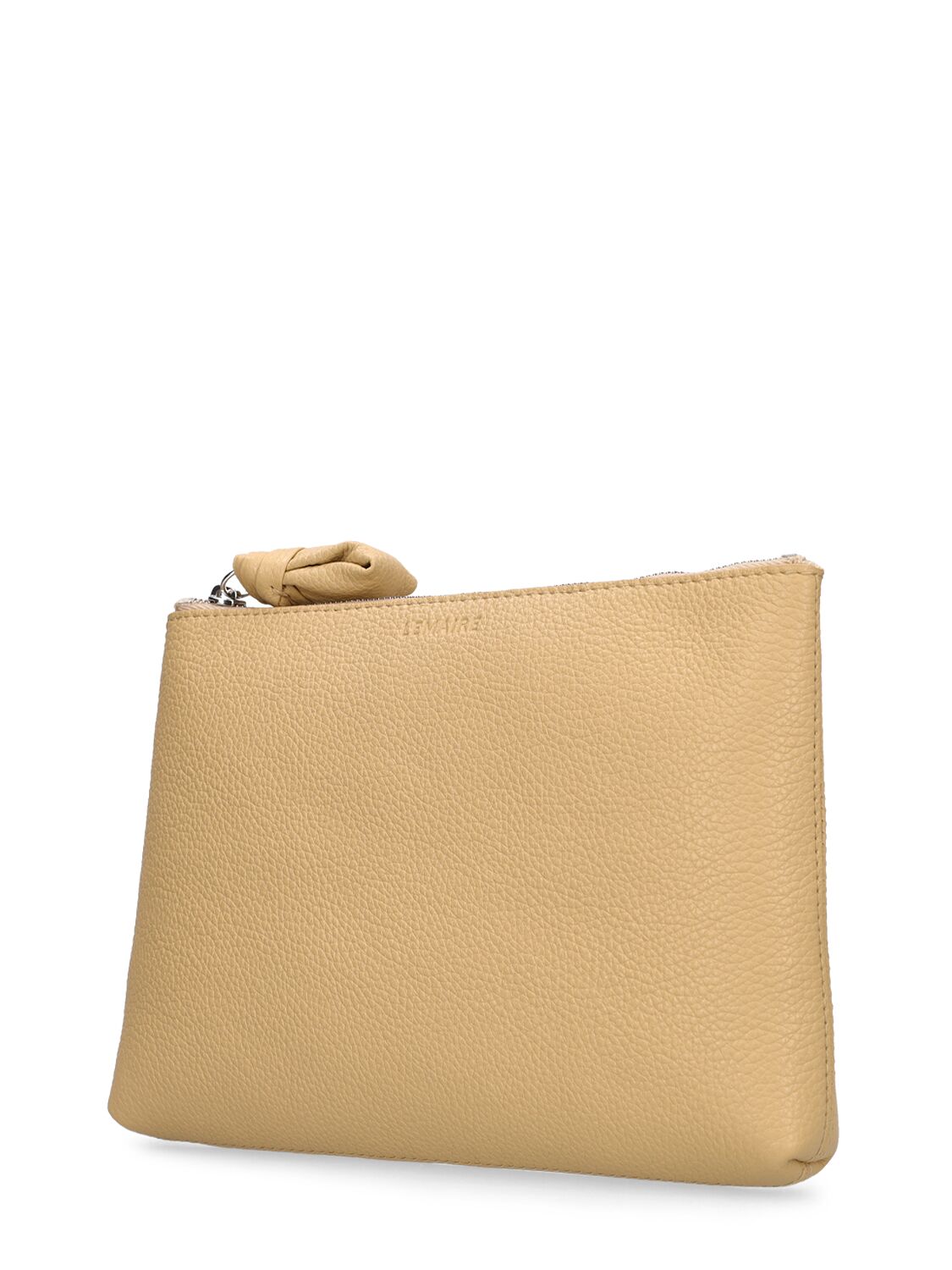 Shop Lemaire Small Leather Pouch In Seashell Beige