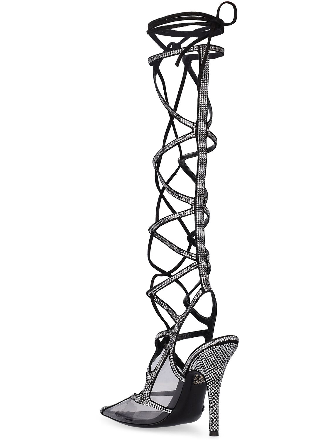 Shop Attico 105mm Venus Chrome Suede & Pvc Boots In Silver,black