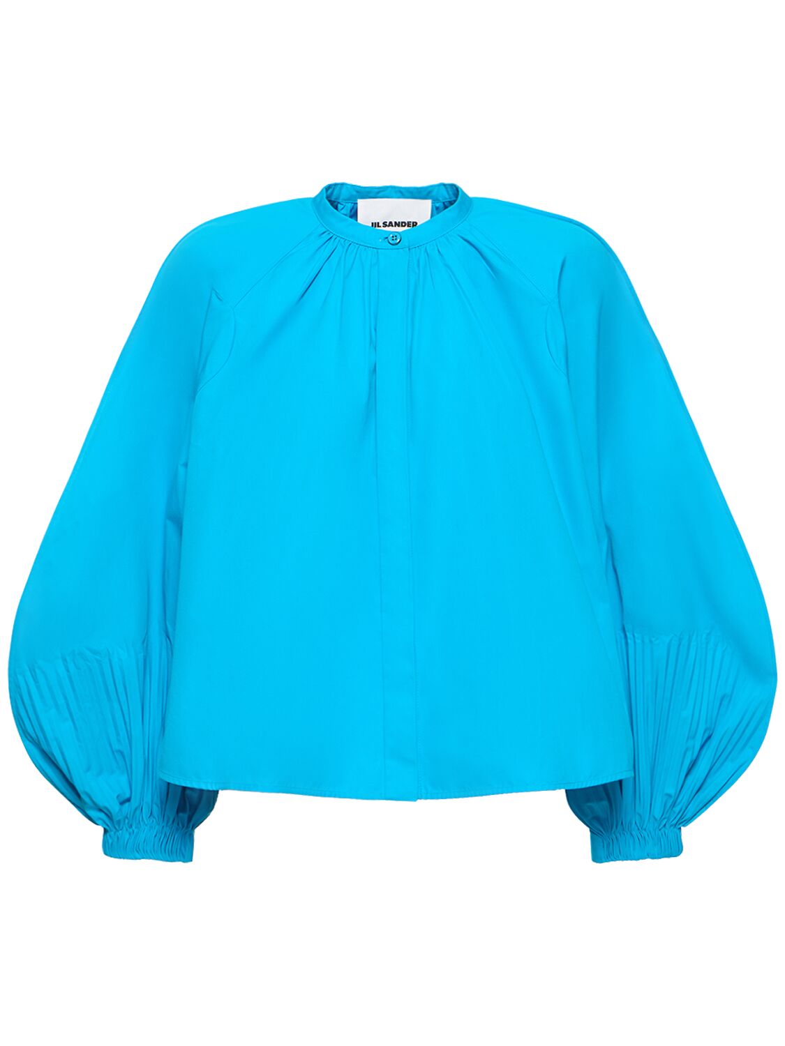 Jil Sander Cotton Poplin Puff Sleeve Shirt In Light Blue