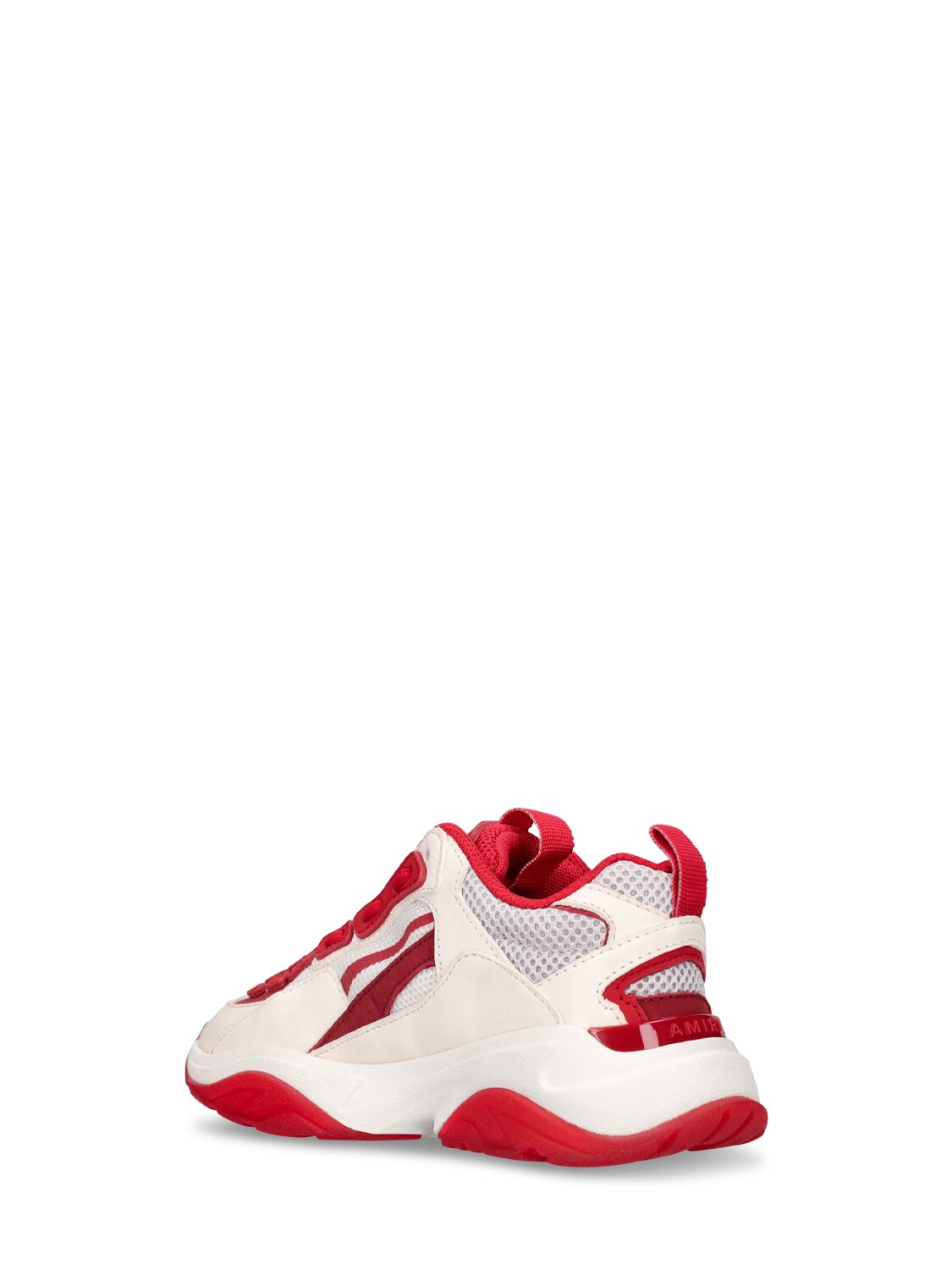 Shop Amiri Cotton Canvas Lace-up Sneakers In White,red