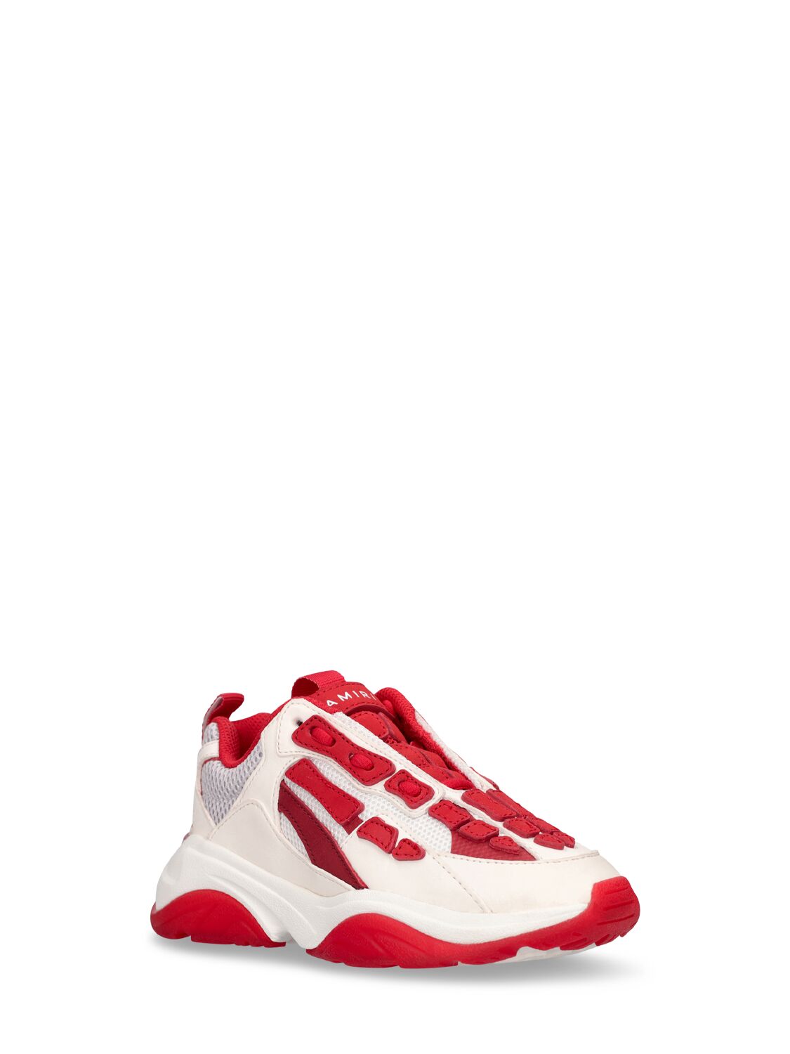 Shop Amiri Cotton Canvas Lace-up Sneakers In White,red