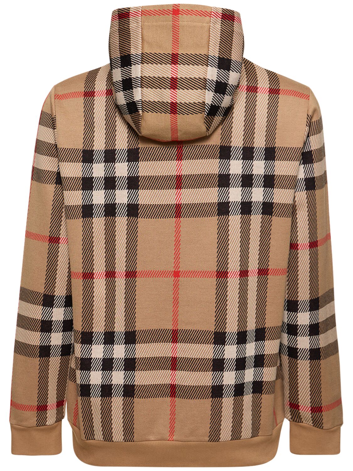 Shop Burberry Ferryton Check Print Cotton Hoodie In Archive Beige