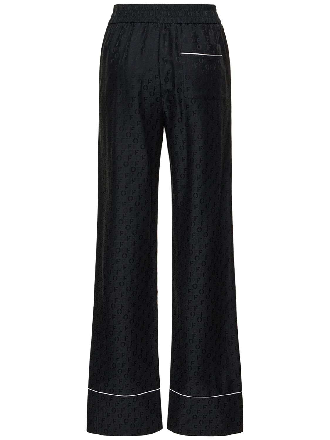 Shop Off-white Silk Blend Jacquard Pajama Pants In Black