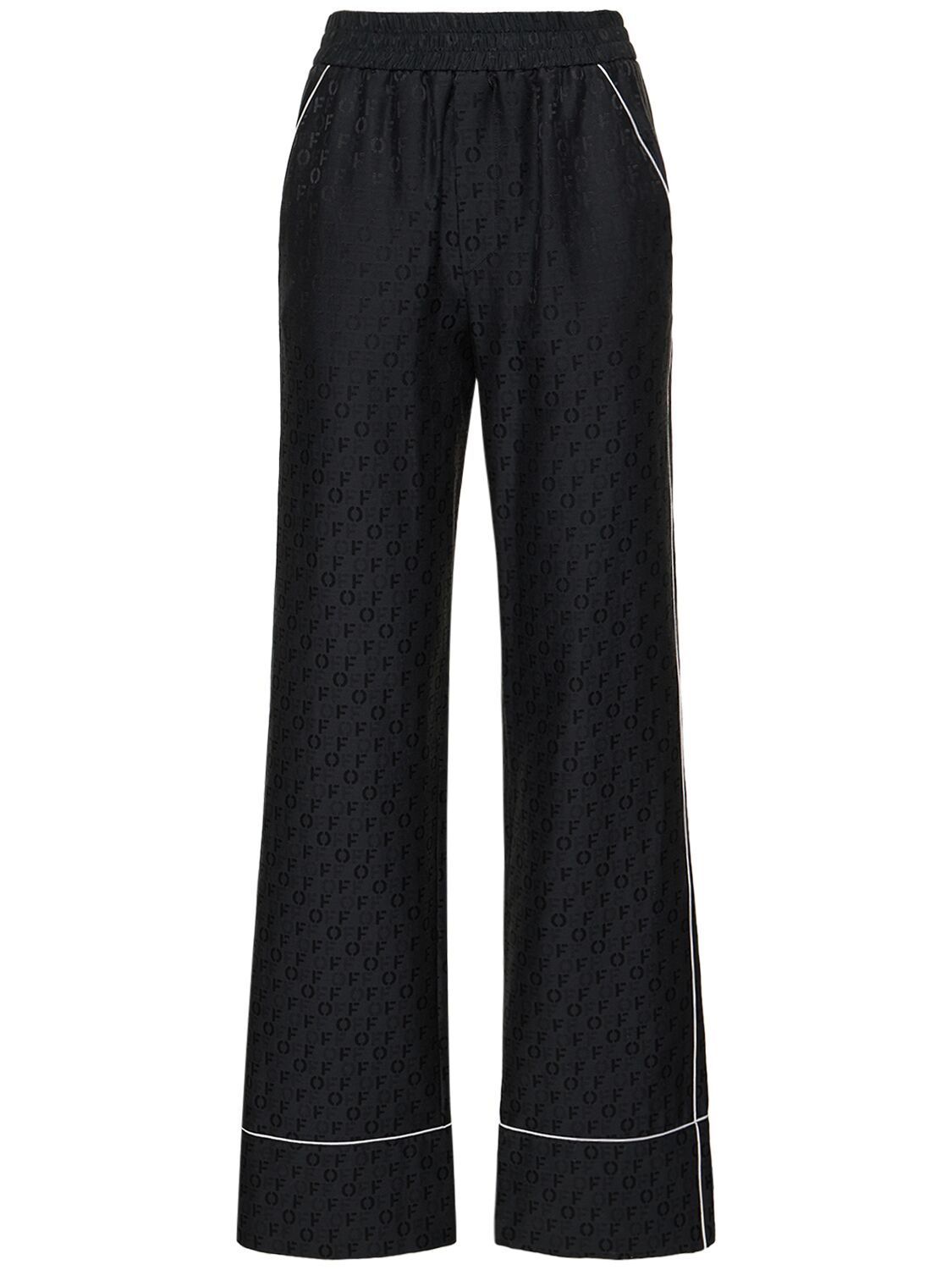 Shop Off-white Silk Blend Jacquard Pajama Pants In Black