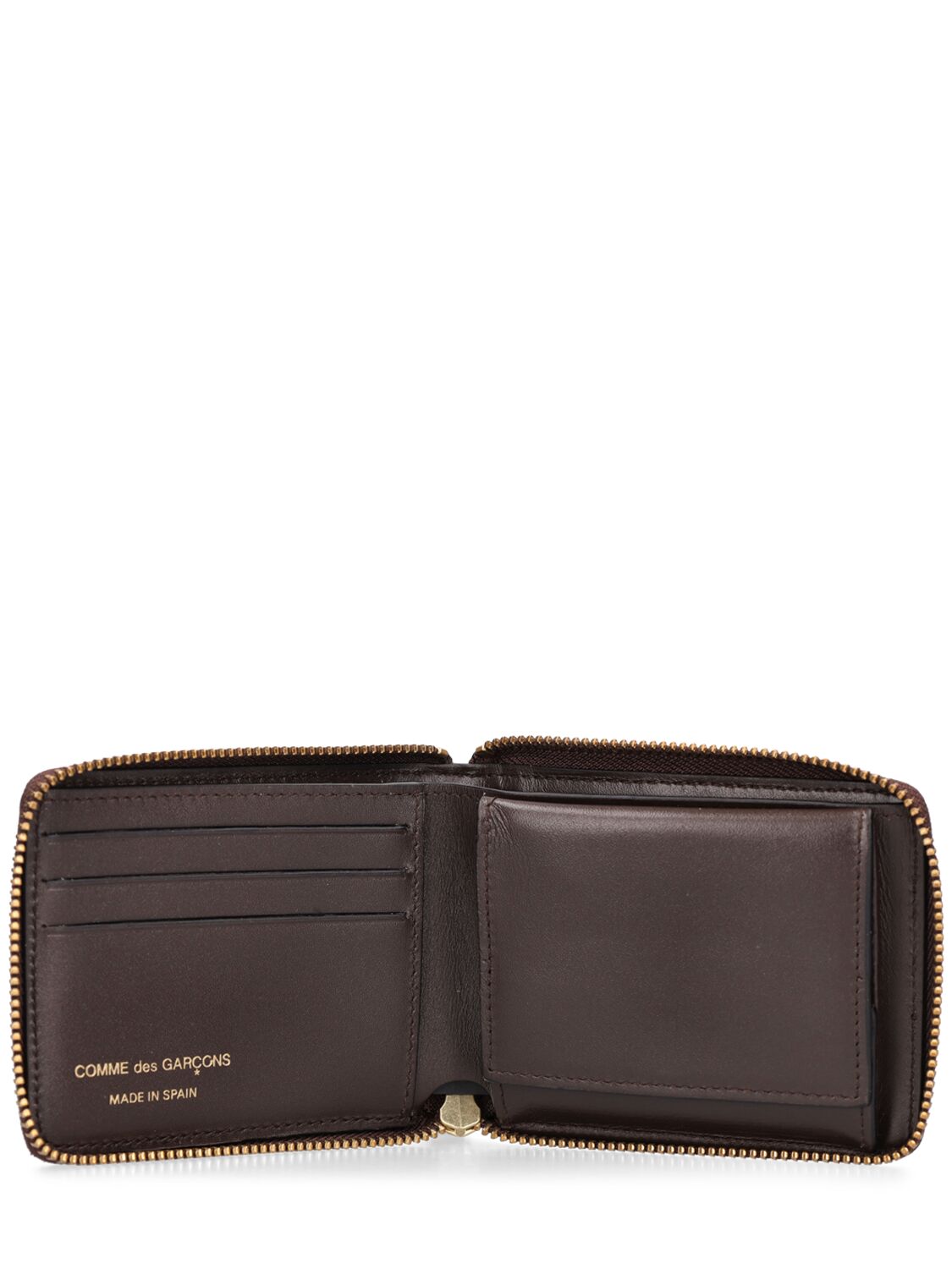 Shop Comme Des Garçons Leather Zip Wallet In Brown