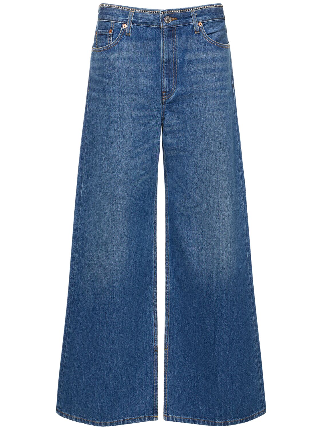 Re/done Low Rider Loose Cotton Jeans In Blue