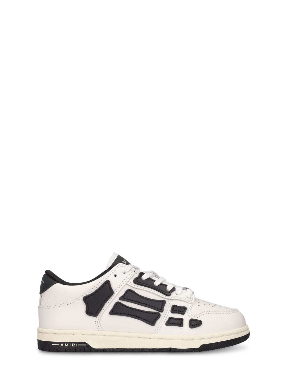 Amiri Kids' Leather Lace-up Sneakers In White,black