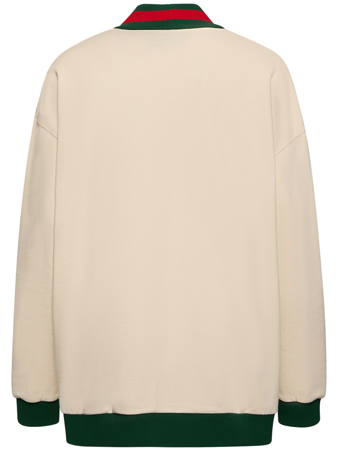 Shop Gucci Web Detail Cotton Knit Cardigan In Natural,multi