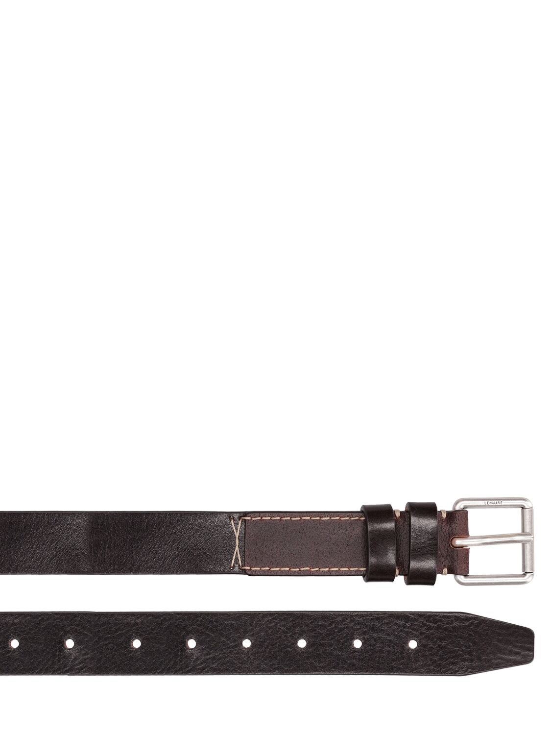 Shop Lemaire 3cm Reversed Leather Belt In Dark Brown